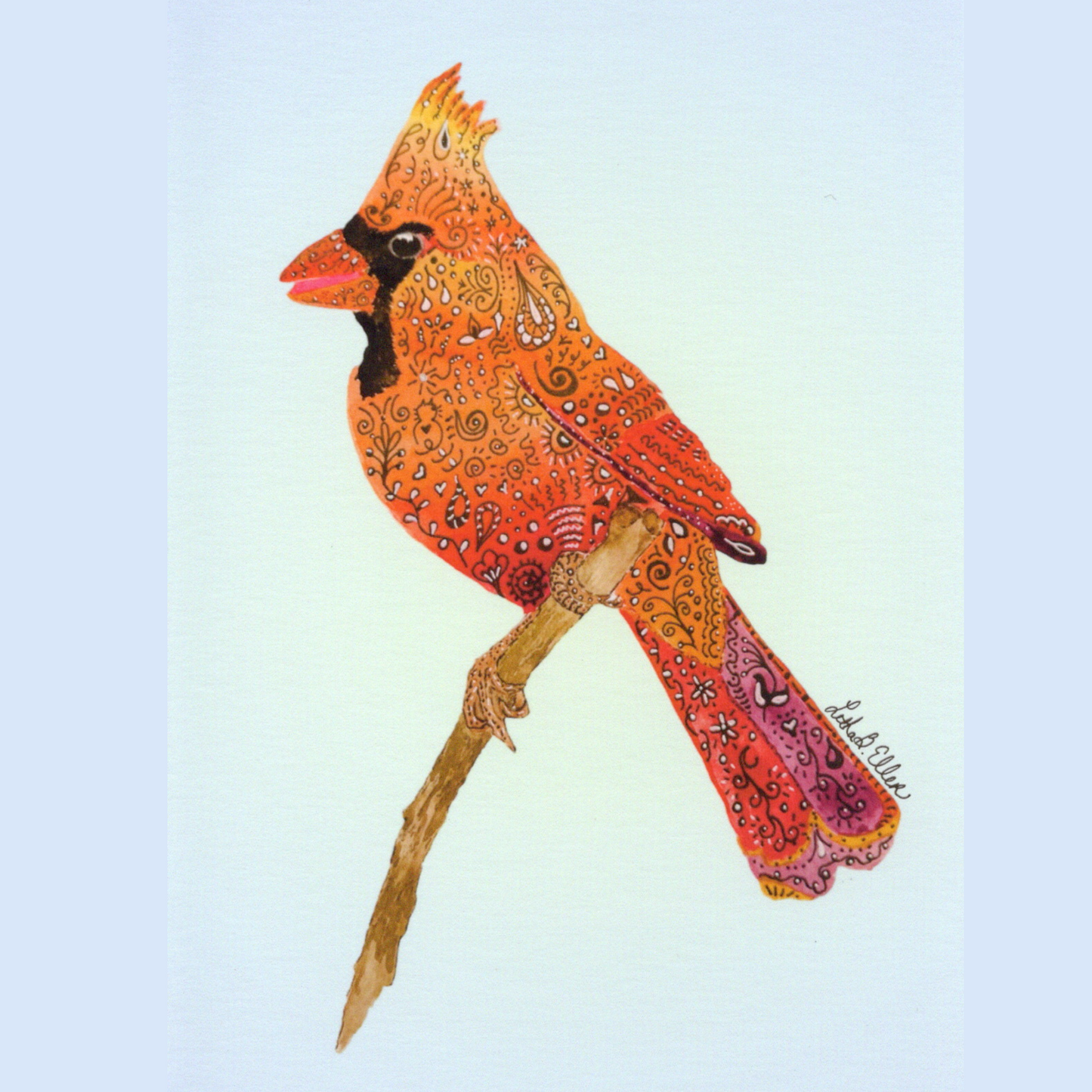 Cardinal Blank Greeting Card 2-Pack +2 Small Decals