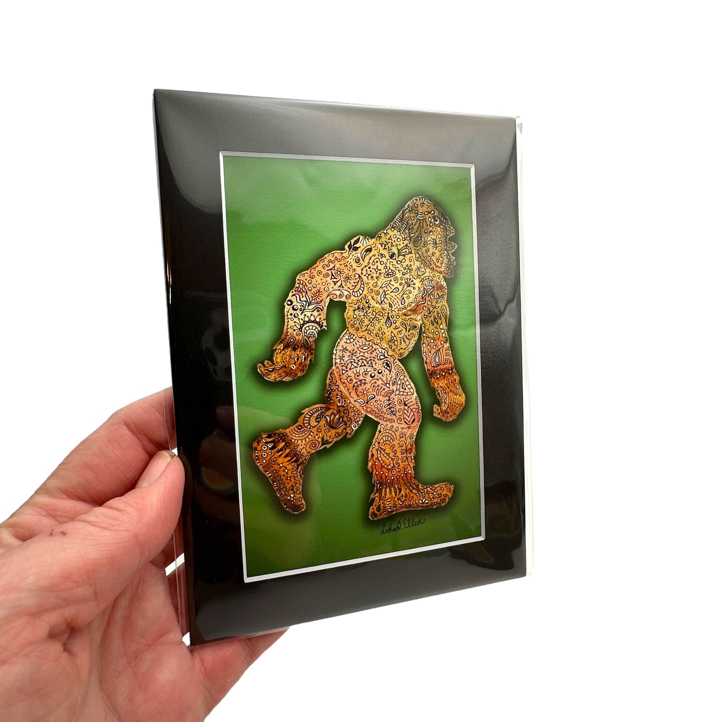 Bigfoot Giclee Print, Black Mat, Original Artwork in 3 Sizes - Unique Wall Art Gift