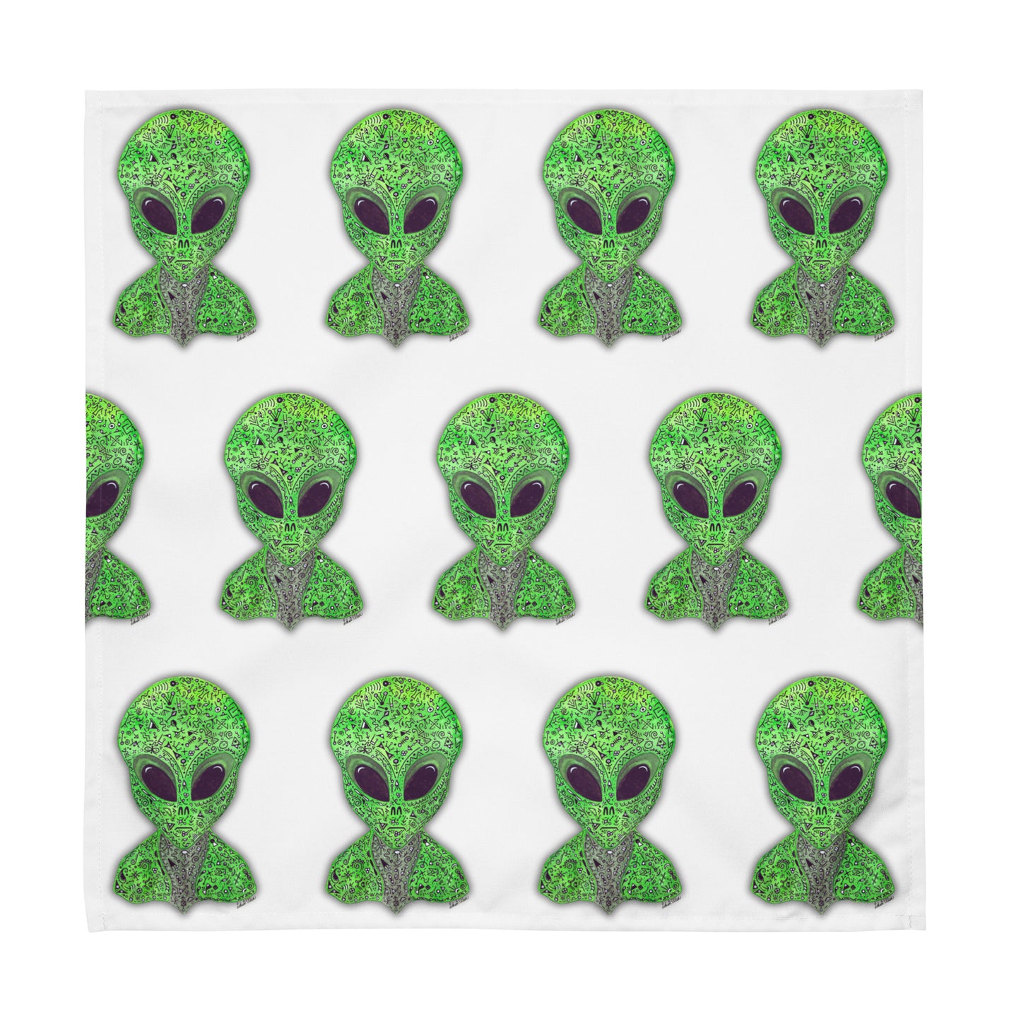 Alien Original Art Unique Cloth Napkin Set - Set of Hand-Painted Alien Linens, SciFi Themed Table Decor, Ideal Gift for UFO Enthusiast