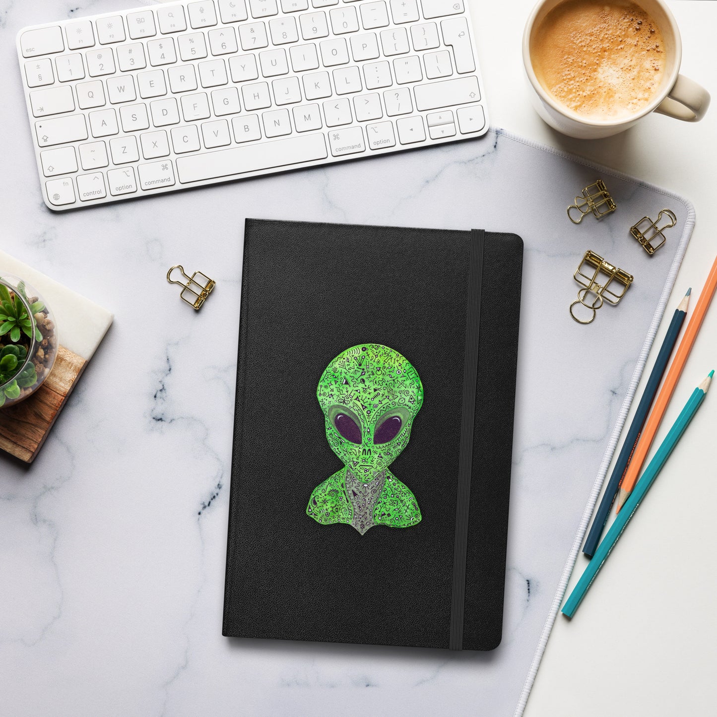 Alien Original Art Journal, Hardcover Notebook with Original Extraterrestrial Design, Perfect for Sketching & Writing, Unique Sci-Fi Gift
