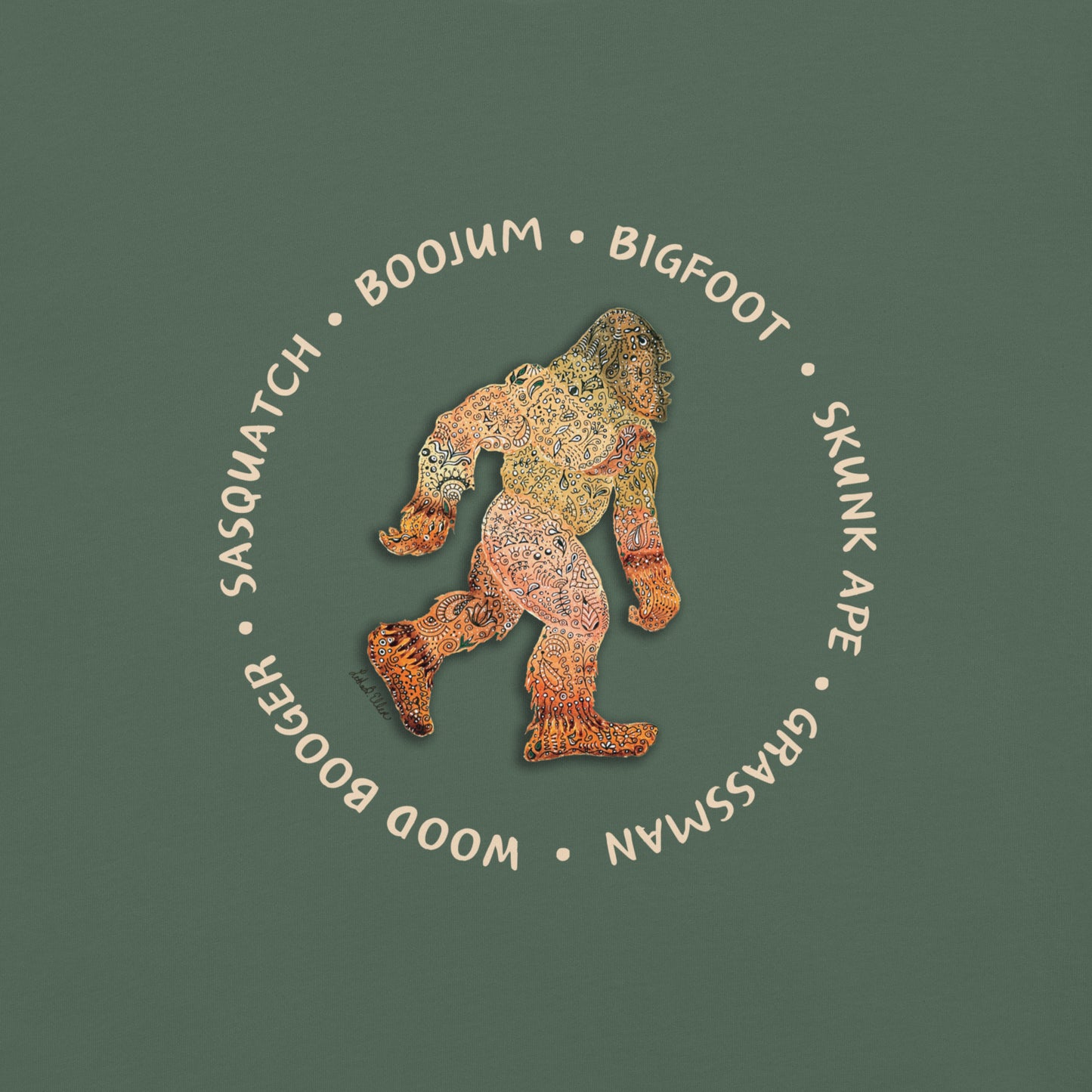 Bigfoot Original Art Unisex T-Shirt, Garment-Dyed Heavyweight Tee, Ideal Cryptid Enthusiast Gift