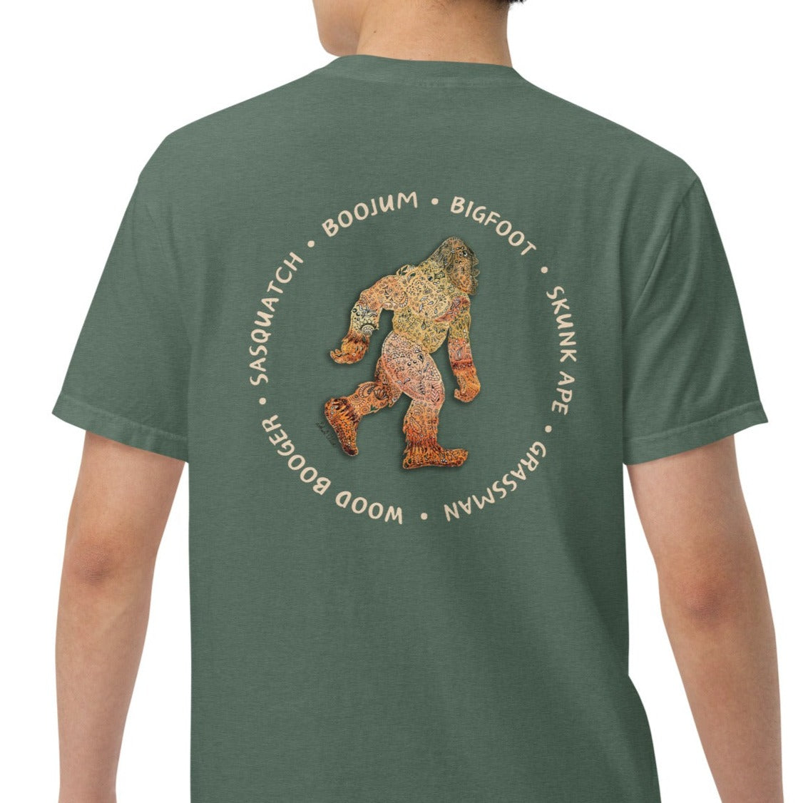 Bigfoot Original Art Unisex T-Shirt, Garment-Dyed Heavyweight Tee, Ideal Cryptid Enthusiast Gift