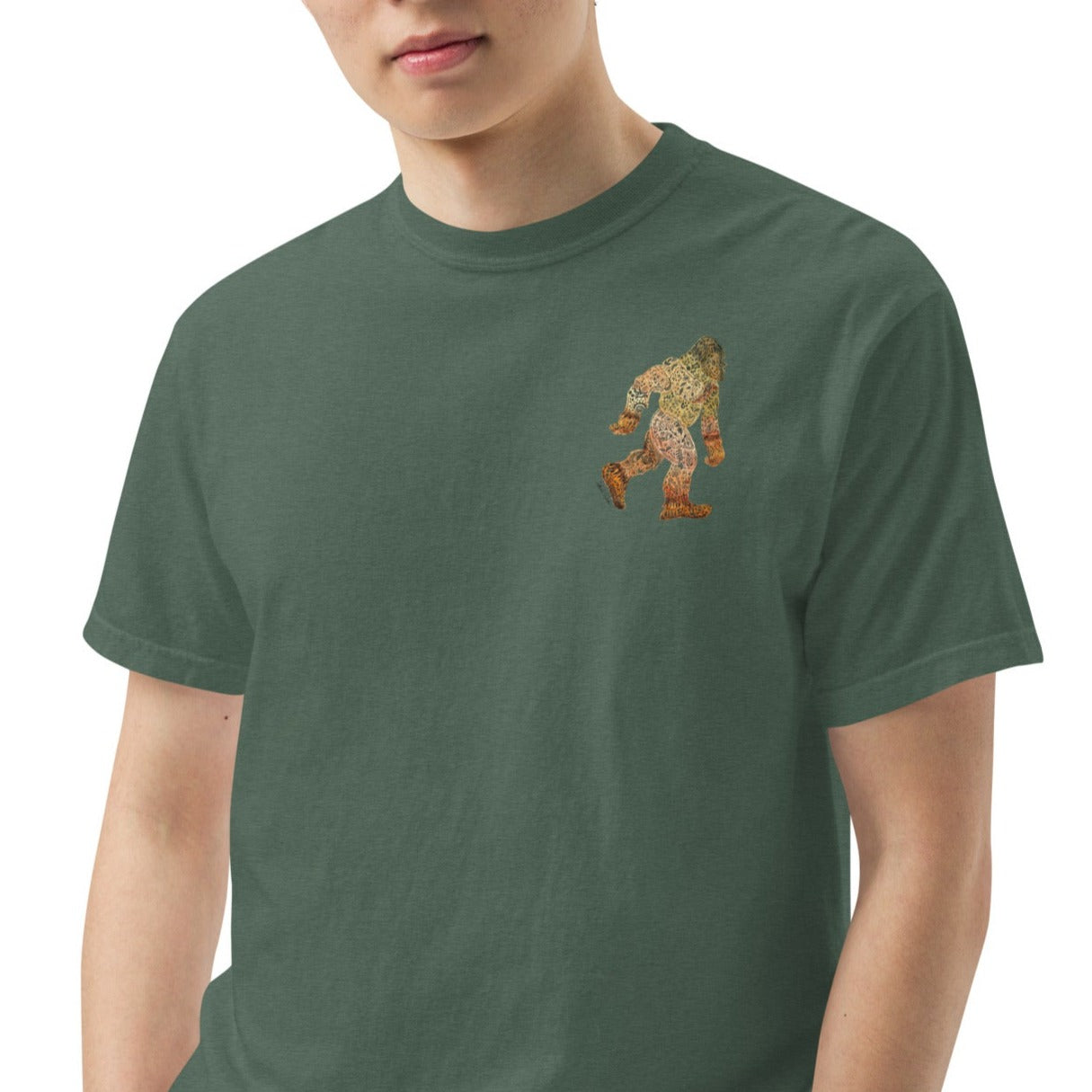 Bigfoot Original Art Unisex T-Shirt, Garment-Dyed Heavyweight Tee, Ideal Cryptid Enthusiast Gift