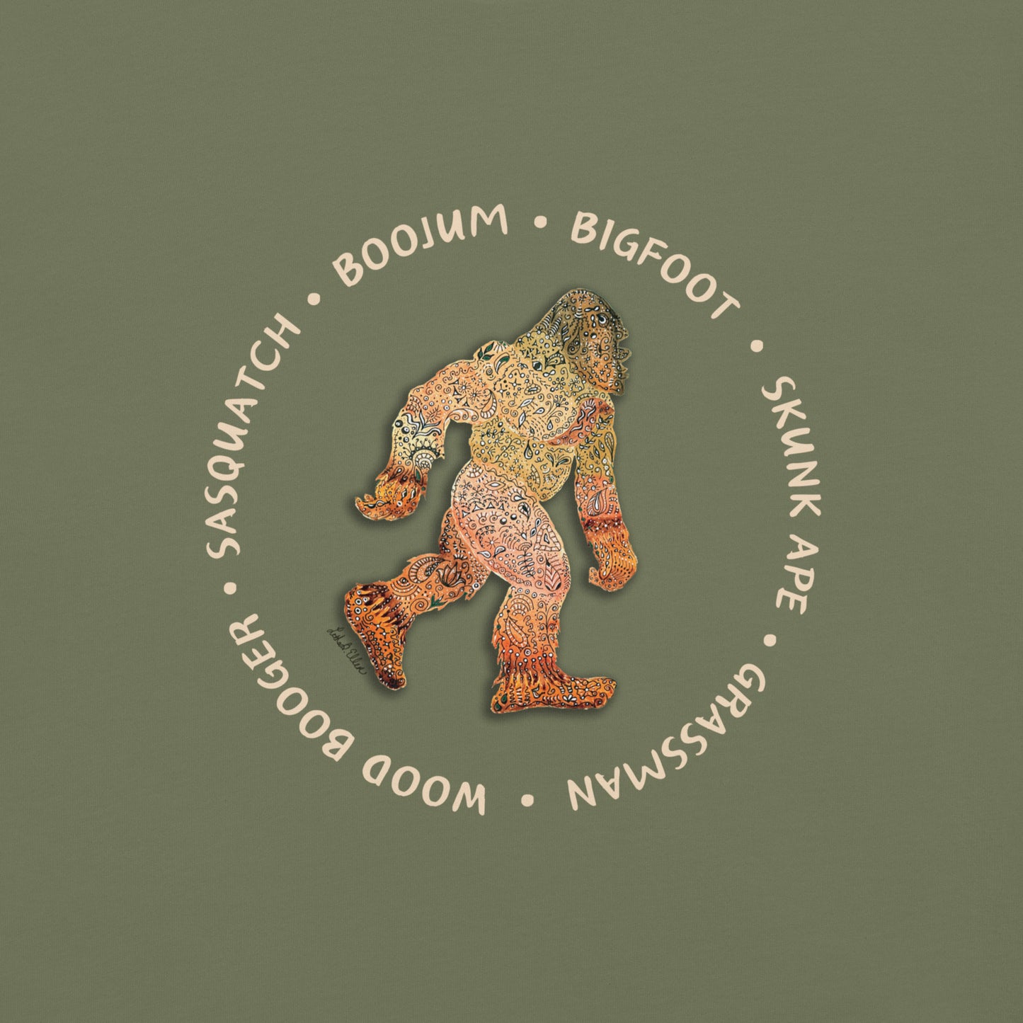 Bigfoot Original Art Unisex T-Shirt, Garment-Dyed Heavyweight Tee, Ideal Cryptid Enthusiast Gift