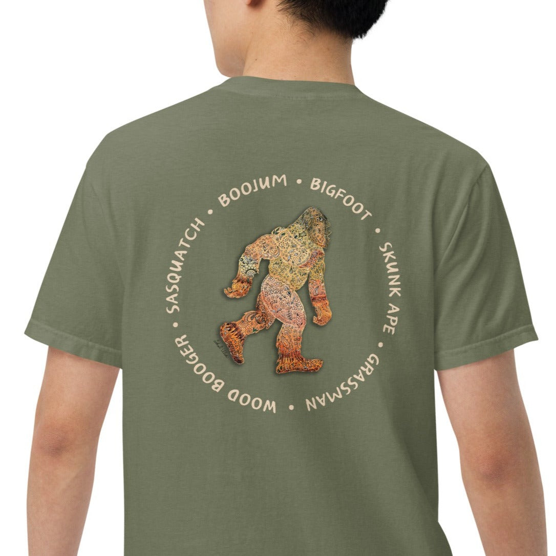 Bigfoot Original Art Unisex T-Shirt, Garment-Dyed Heavyweight Tee, Ideal Cryptid Enthusiast Gift