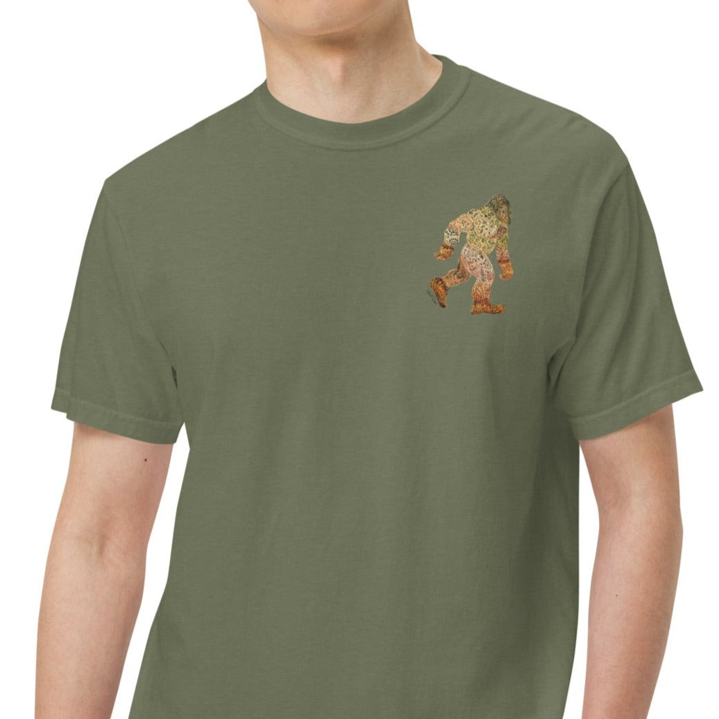 Bigfoot Original Art Unisex T-Shirt, Garment-Dyed Heavyweight Tee, Ideal Cryptid Enthusiast Gift
