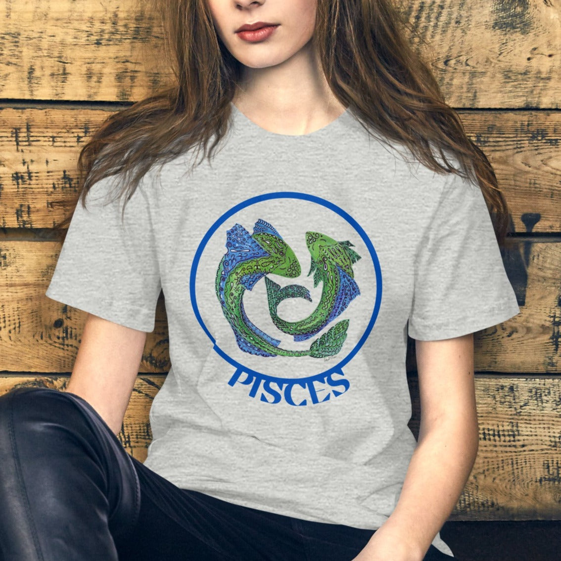 Pisces Original Artwork Unisex T-Shirt, Zodiac Art Tee, Unique March Birthday Gift, Astrology Lover, Fish Art