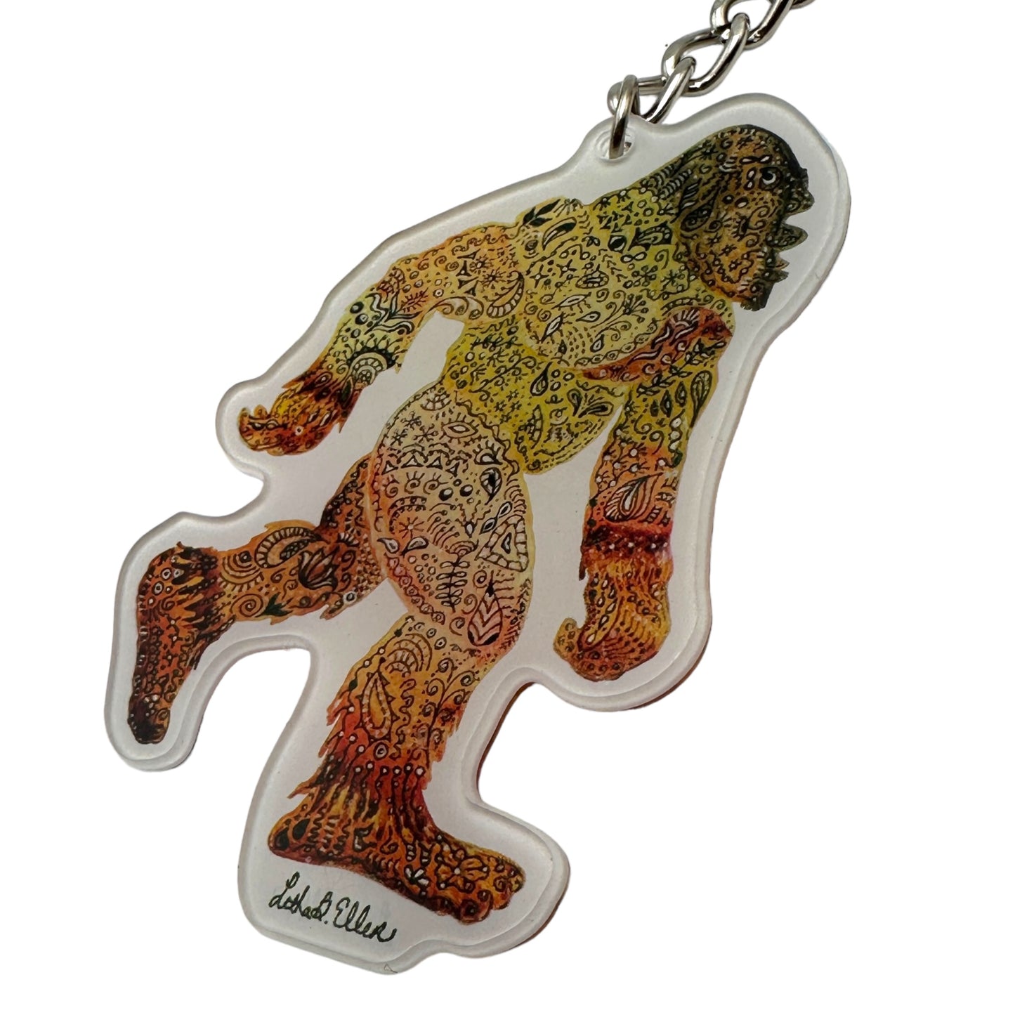 Bigfoot Acrylic Keychain - Sturdy, Artistic Original Design - Fun Gift for Cryptozoology Fans