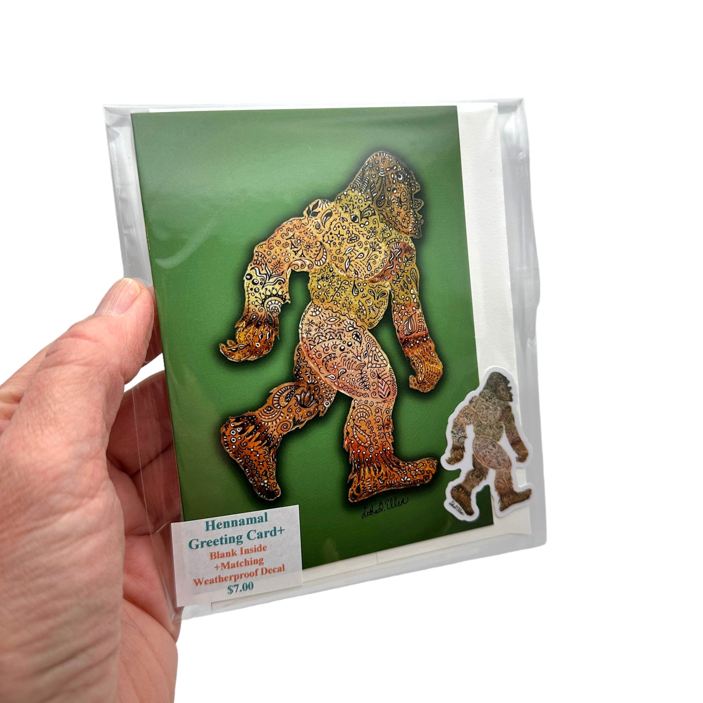 Bigfoot Greeting Card 2-Pack - Sasquatch Blank Cards with 2 Decals, All Occasions, Unique Gift for Cryptid Lovers