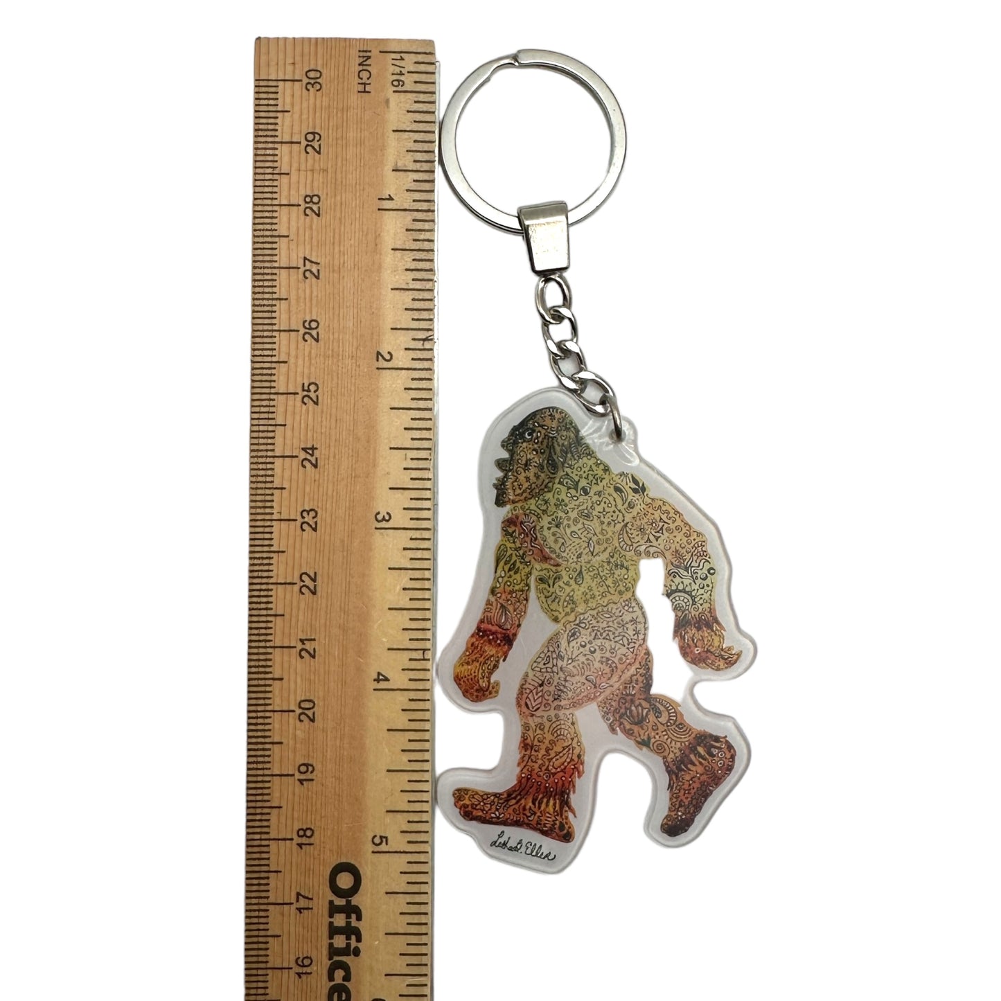 Bigfoot Acrylic Keychain - Sturdy, Artistic Original Design - Fun Gift for Cryptozoology Fans