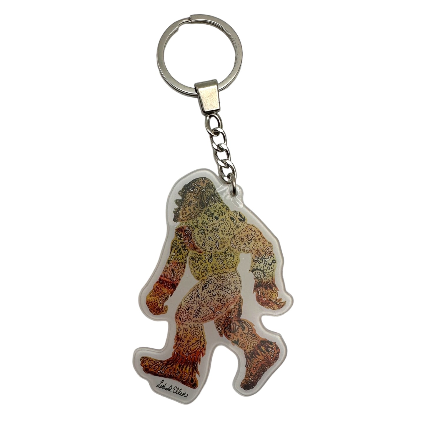 Bigfoot Acrylic Keychain - Sturdy, Artistic Original Design - Fun Gift for Cryptozoology Fans