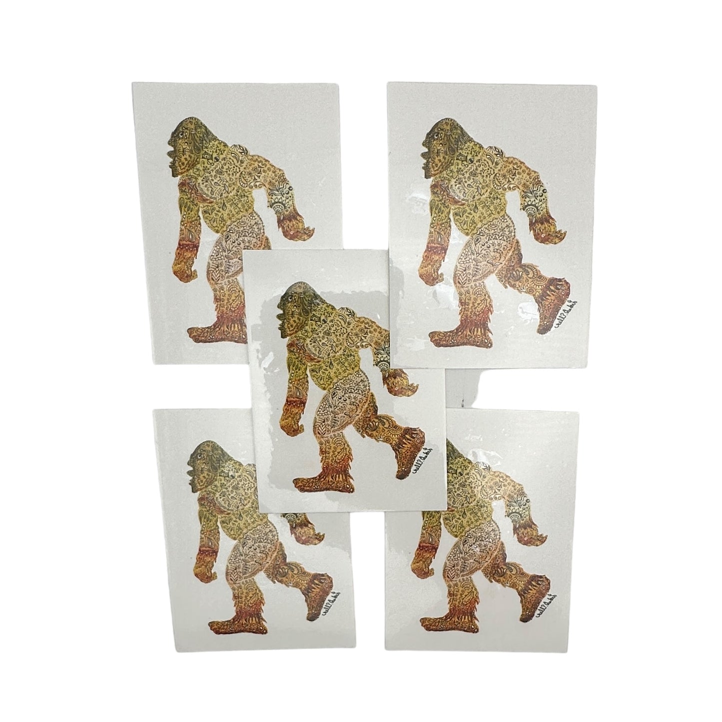 Bigfoot Temporary Tattoo Set - Pack of 5, Original Artistic Designs, Ideal for Parties, Unique Gift for Cryptid Fans