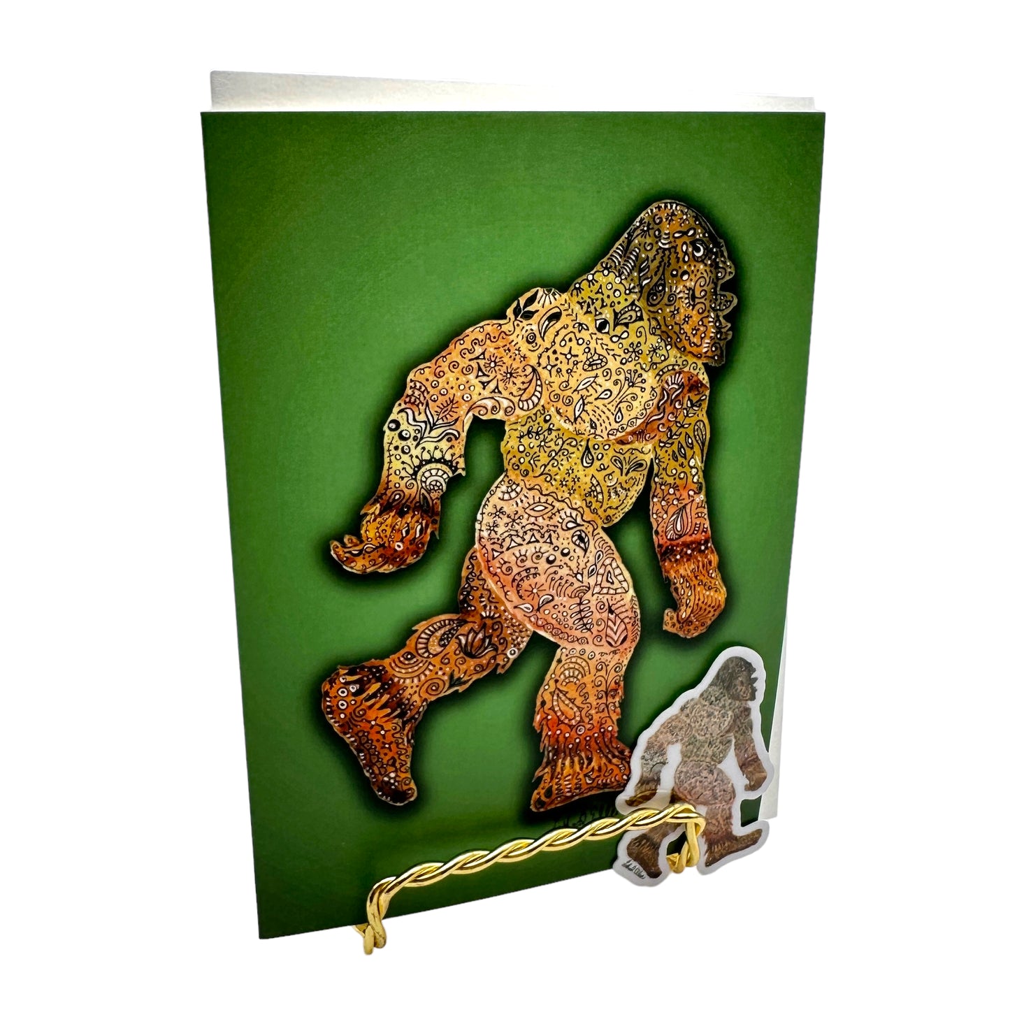 Bigfoot Greeting Card 2-Pack - Sasquatch Blank Cards with 2 Decals, All Occasions, Unique Gift for Cryptid Lovers