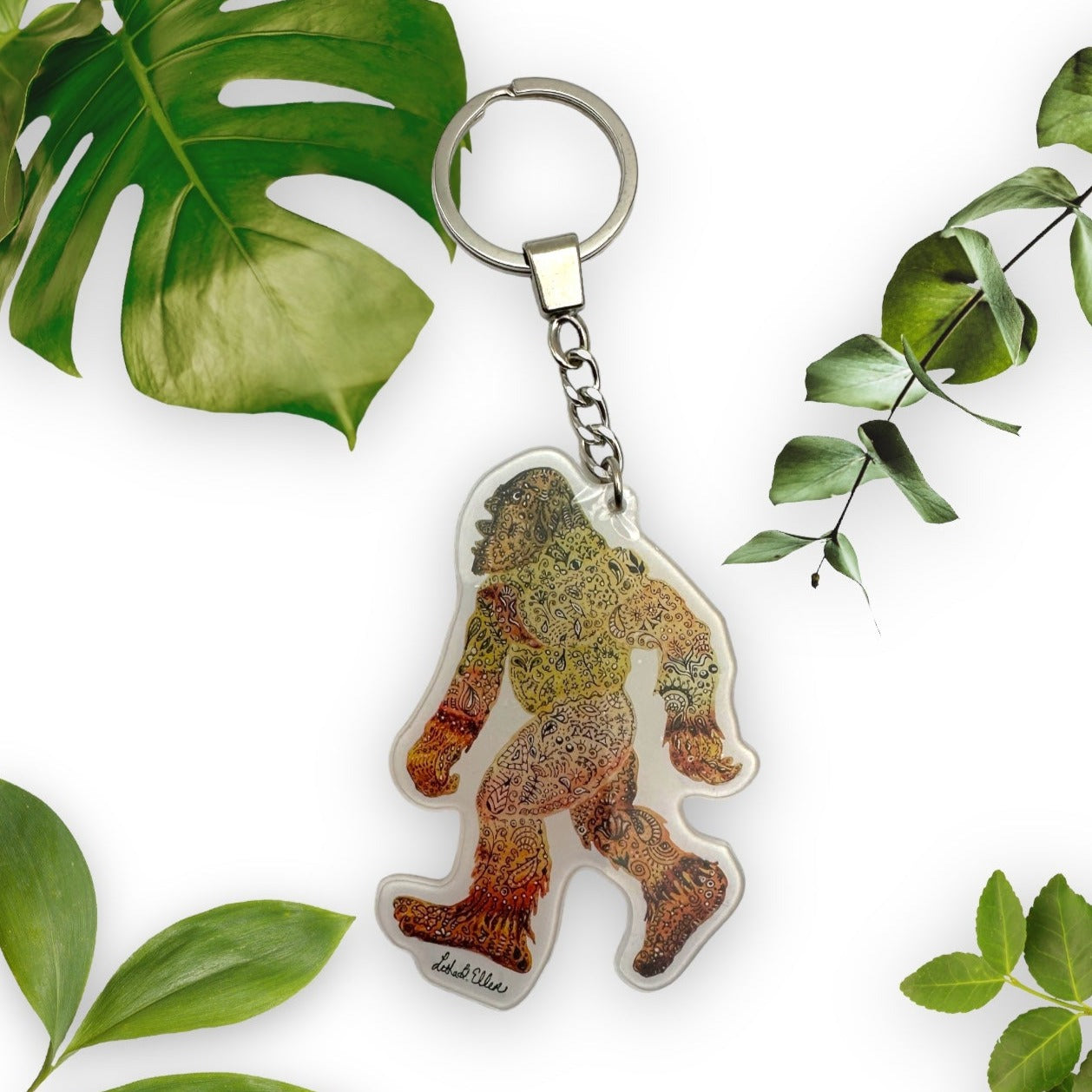 Bigfoot Acrylic Keychain - Sturdy, Artistic Original Design - Fun Gift for Cryptozoology Fans