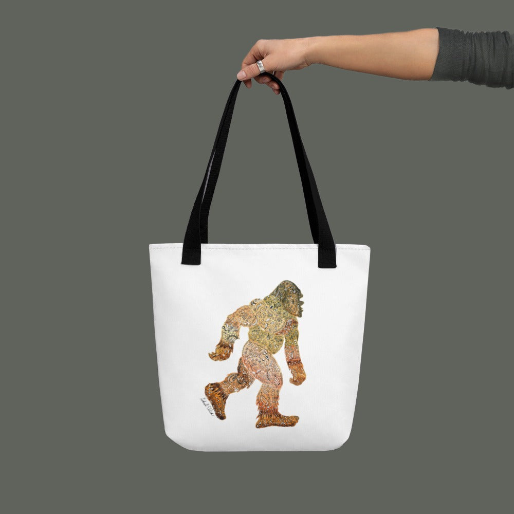 Bigfoot Tote Bag - Unique Original Artwork, Durable Spun Polyester, Eco-Friendly Shopping Bag, Perfect Gift for Cryptozoology Fans