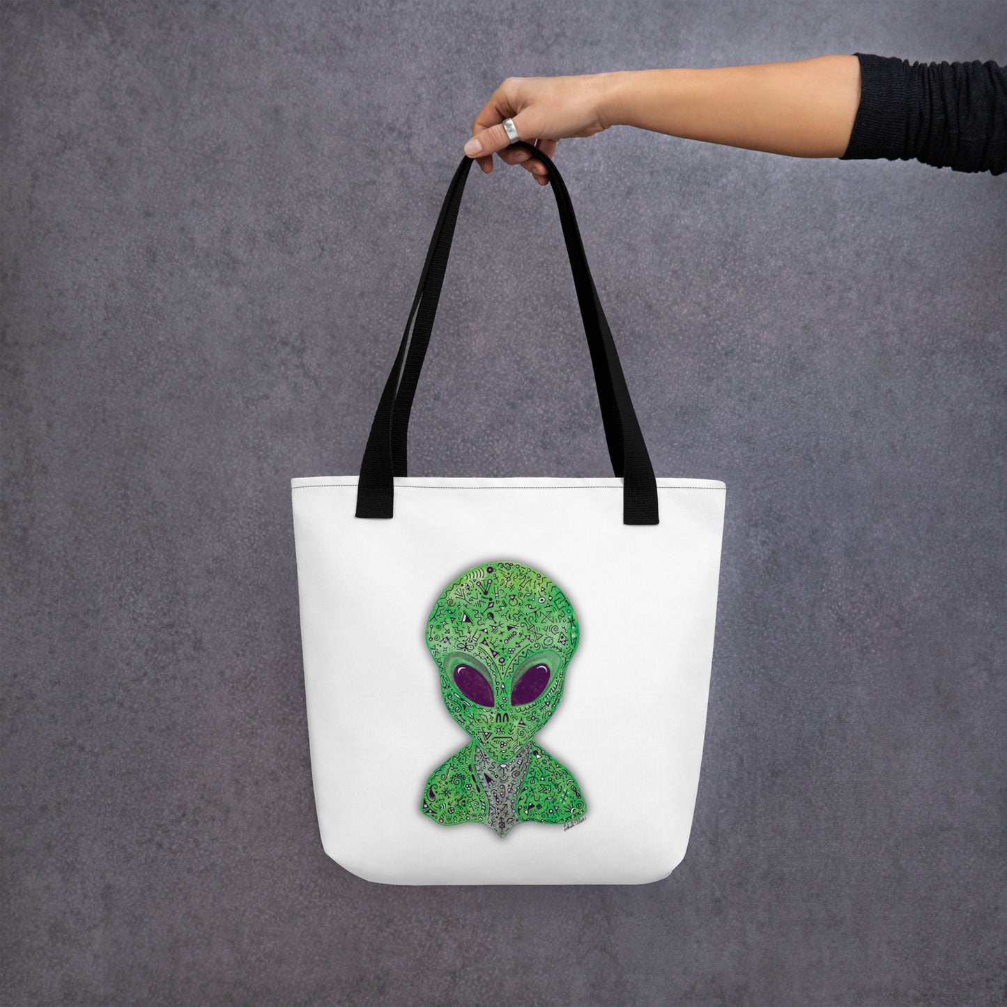 Alien Original Design Tote - Sturdy, Eco-Friendly Canvas Bag - Ideal for Everyday Use and Unusual Gift for UFO Enthusiasts