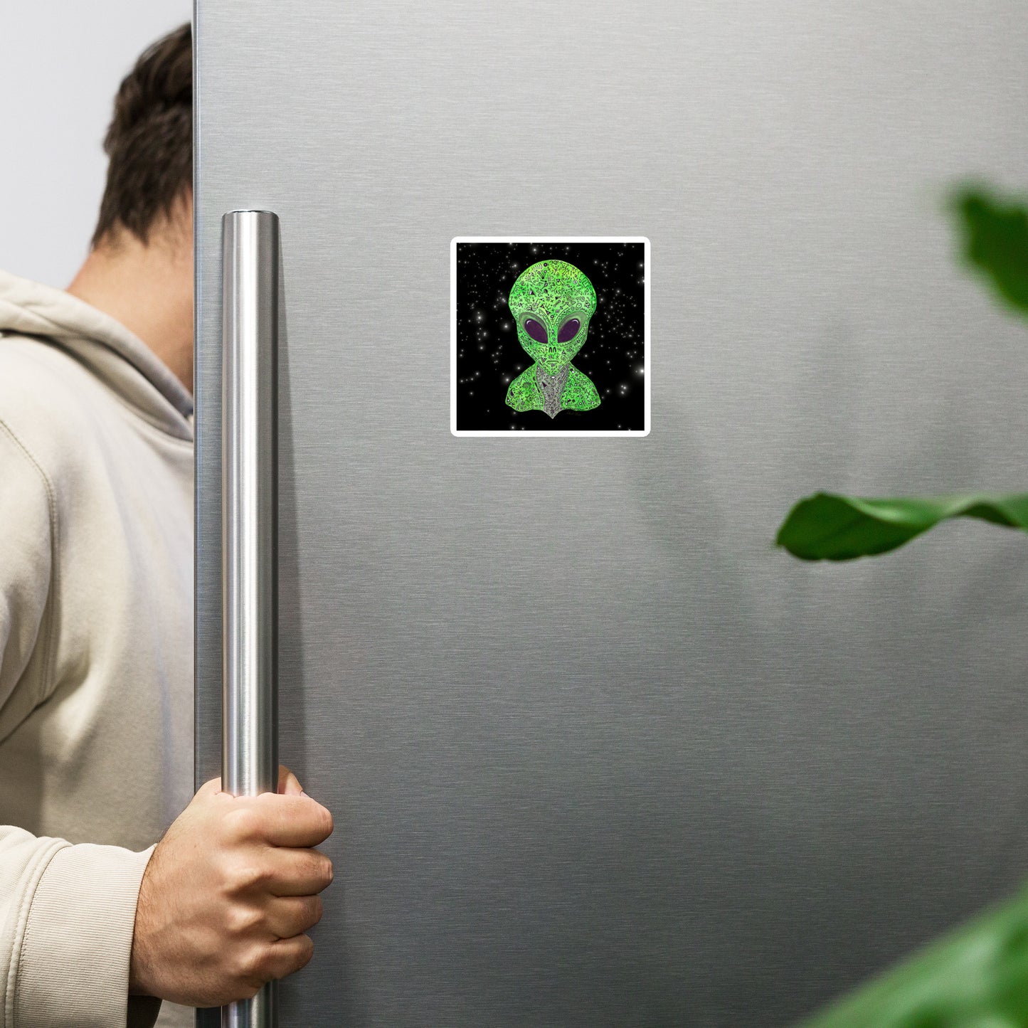 Alien Vinyl Magnet From Original Artwork, Matte Finish, Perfect for Fridge Decor or Geek Gift; Sci-Fi, Space