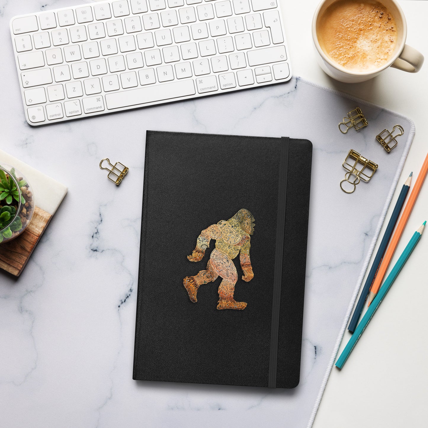 Bigfoot Art Hardcover Journal, Original Artwork, Unique Sasquatch Notebook, Creative Writing Gift for Cryptid Fans