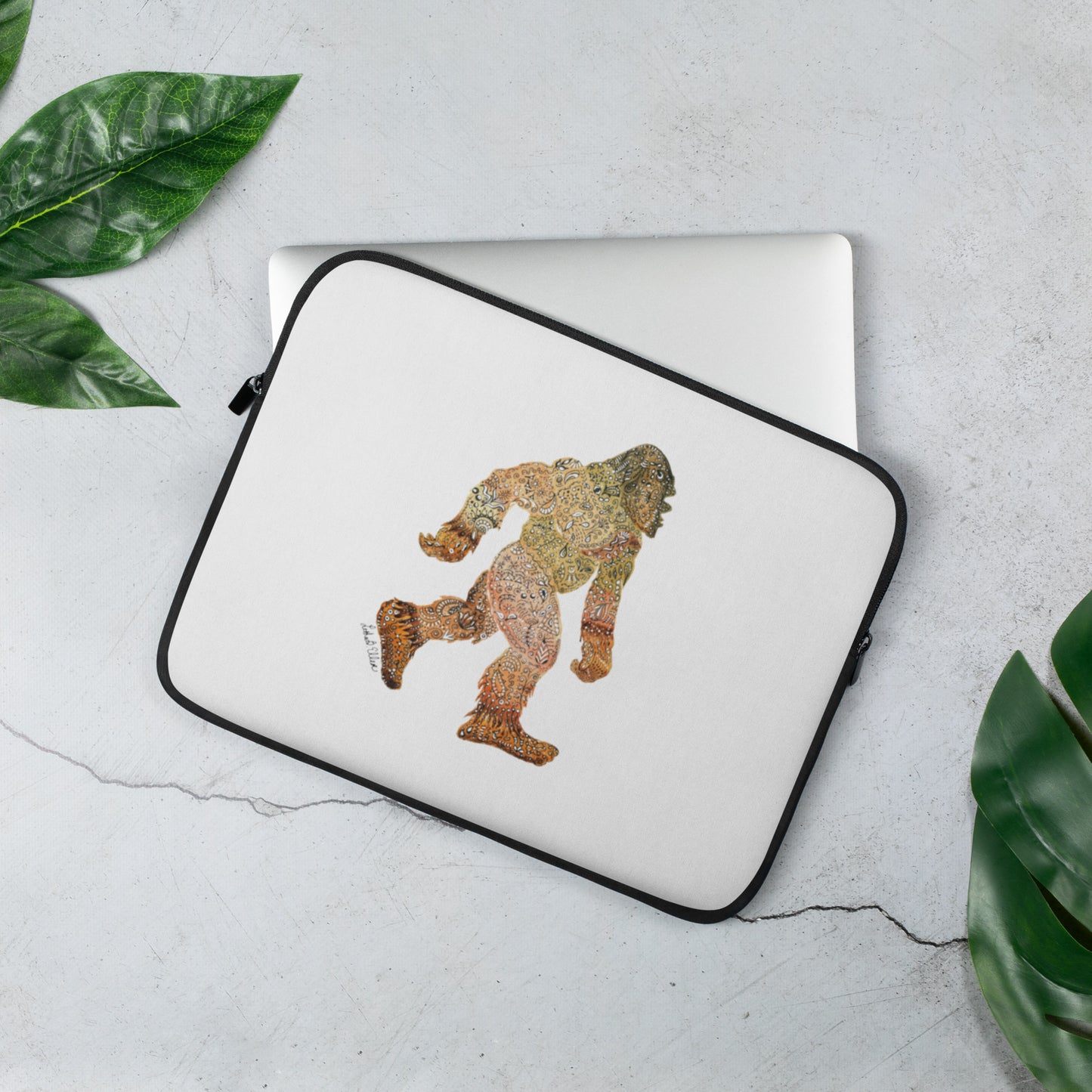 Bigfoot Original Art Laptop Case, Durable Neoprene Sleeve, Geeky Computer Protection, Cryptozoology Enthusiast Gift