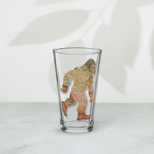 Bigfoot Original Art Shaker Pint Glass - Unique Hand-Painted Barware, Perfect for Craft Beer Enthusiasts, Ideal Gift for Sasquatch Believers