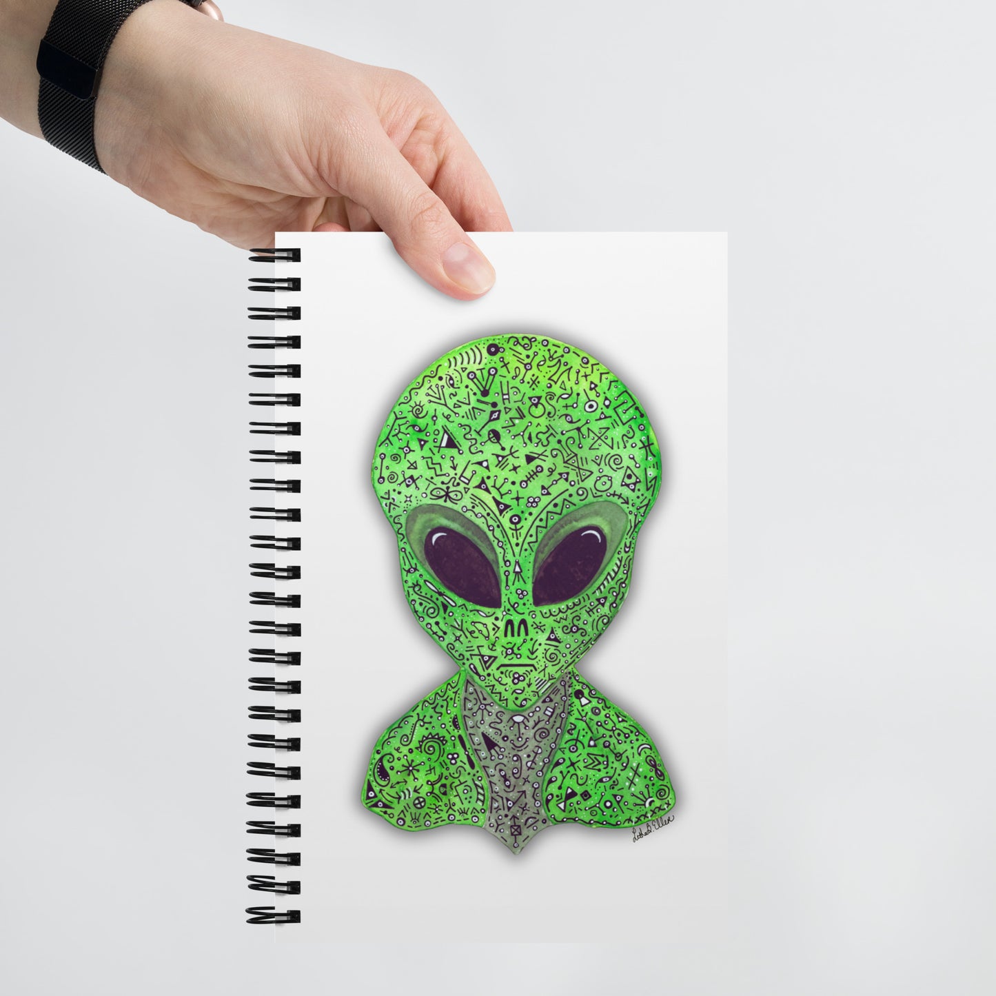 Alien Spiral Notebook - Unique Artwork Cover, Dotted Pages for Journaling, Perfect Gift for Sci-Fi Lovers