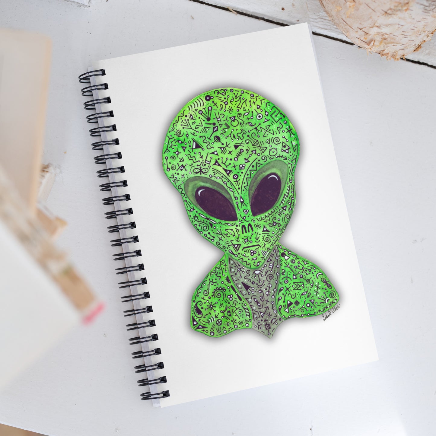 Alien Spiral Notebook - Unique Artwork Cover, Dotted Pages for Journaling, Perfect Gift for Sci-Fi Lovers