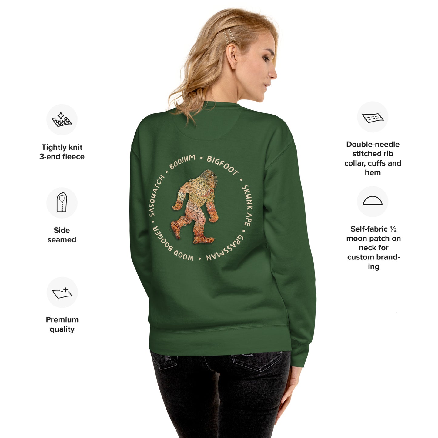 Bigfoot Unisex Sweatshirt - High-Quality Cotton Blend with Eye-Catching Back Image - Adventure Apparel - Novelty Gift for Cryptozoologist