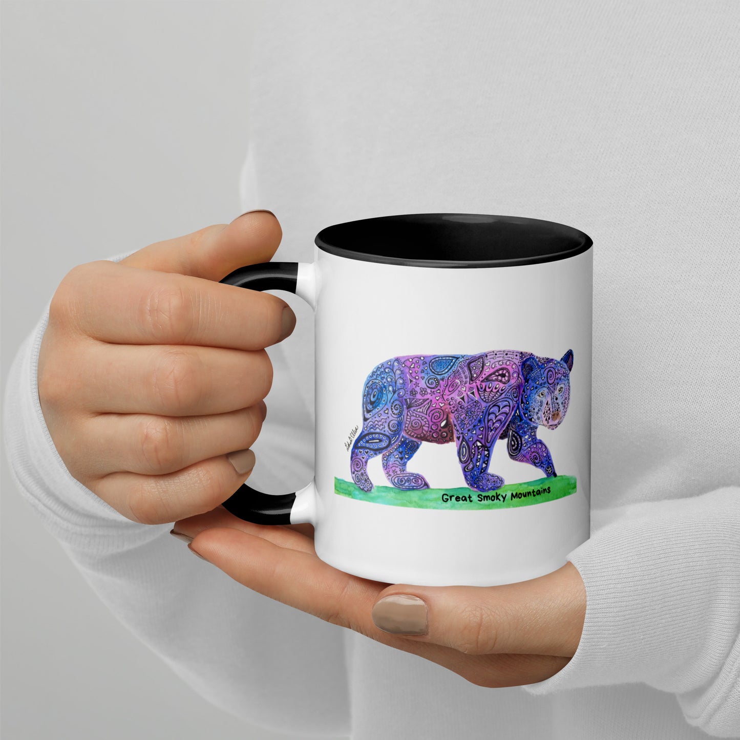 Smoky Mountain Black Bear Mug with Color Inside