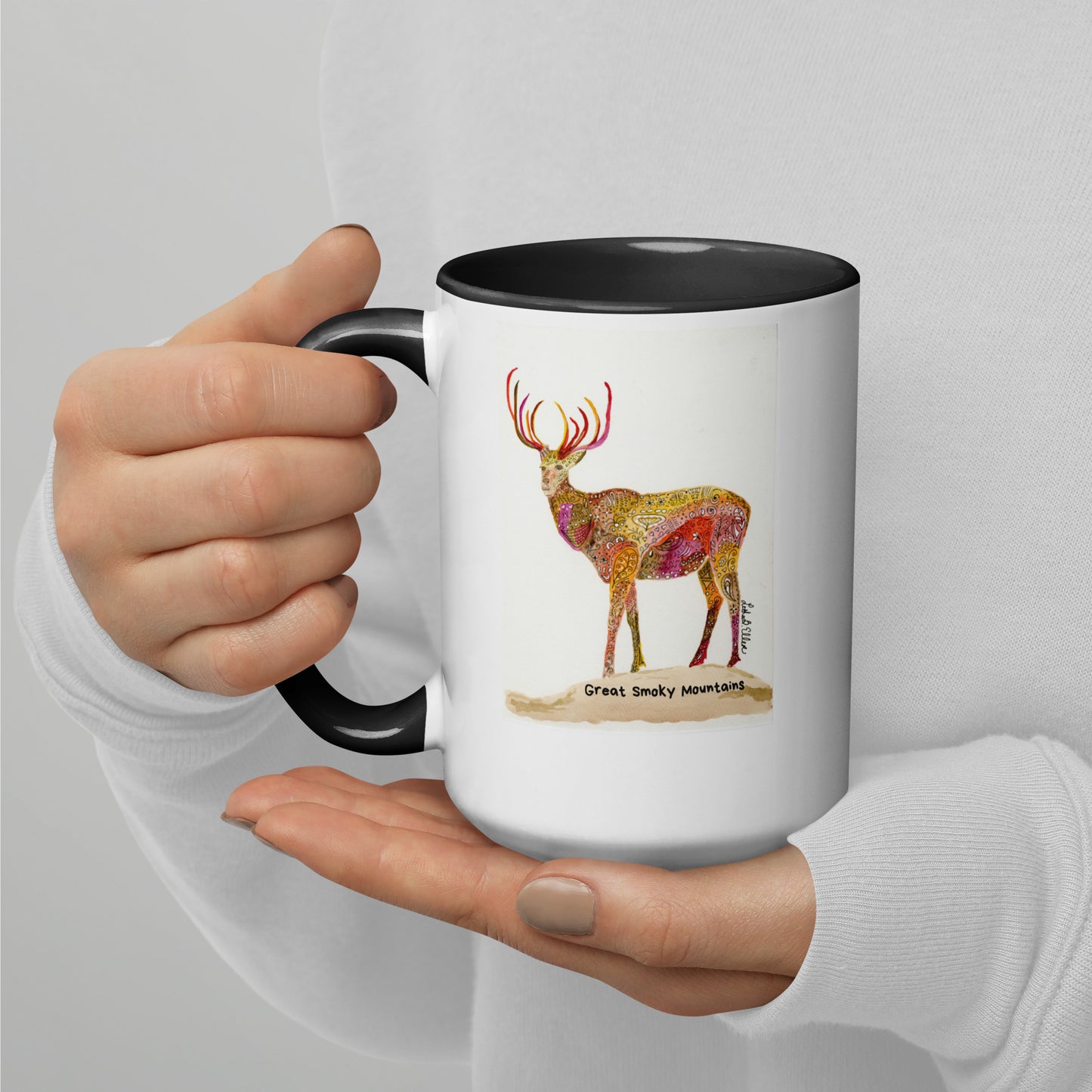 Smoky Mountain Elk Mug with Color Inside