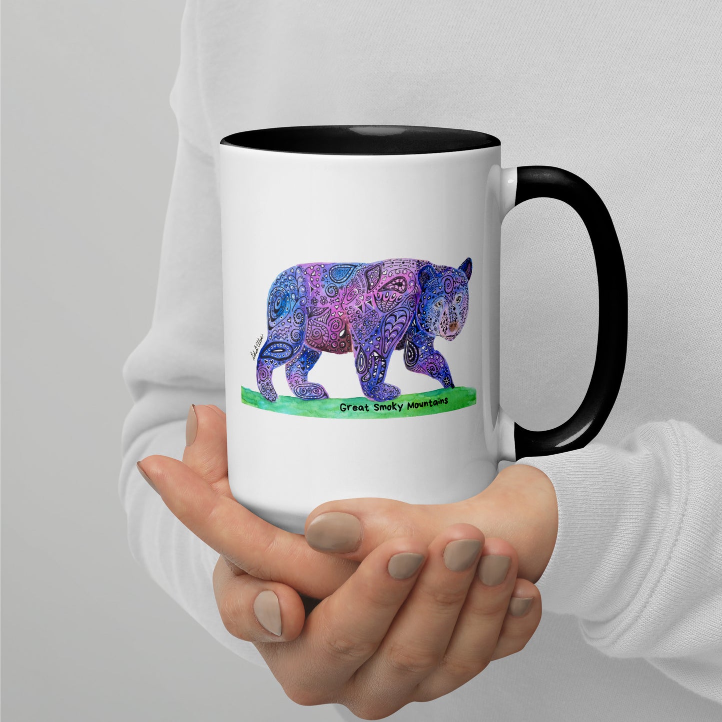 Smoky Mountain Black Bear Mug with Color Inside