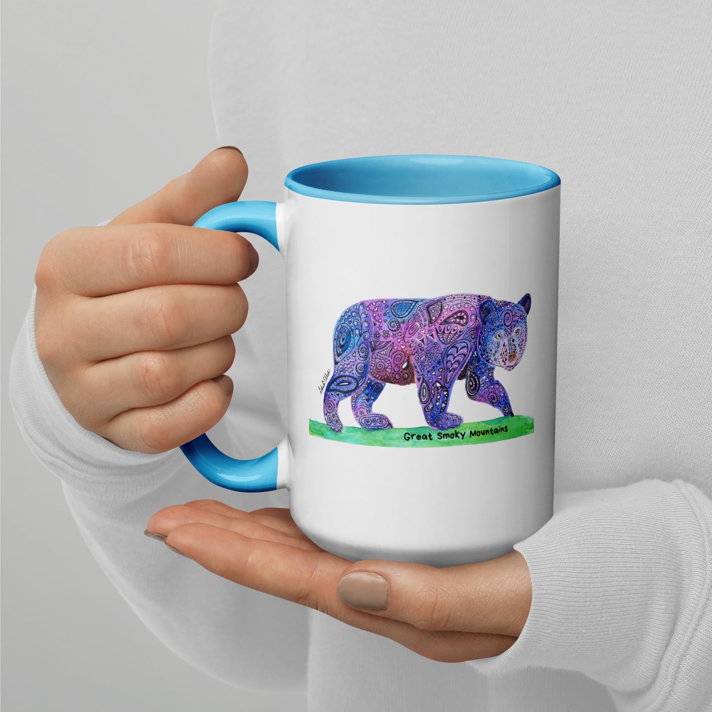 Smoky Mountain Black Bear Mug with Color Inside