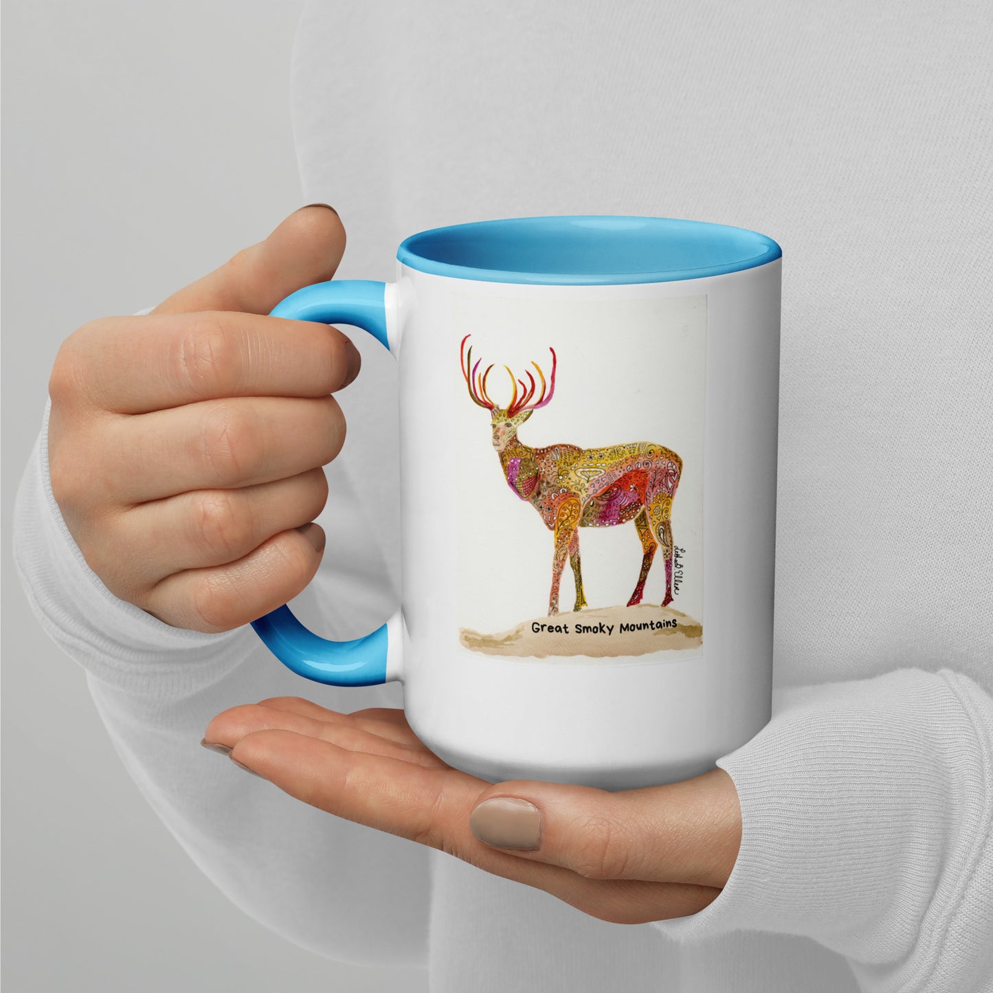 Smoky Mountain Elk Mug with Color Inside