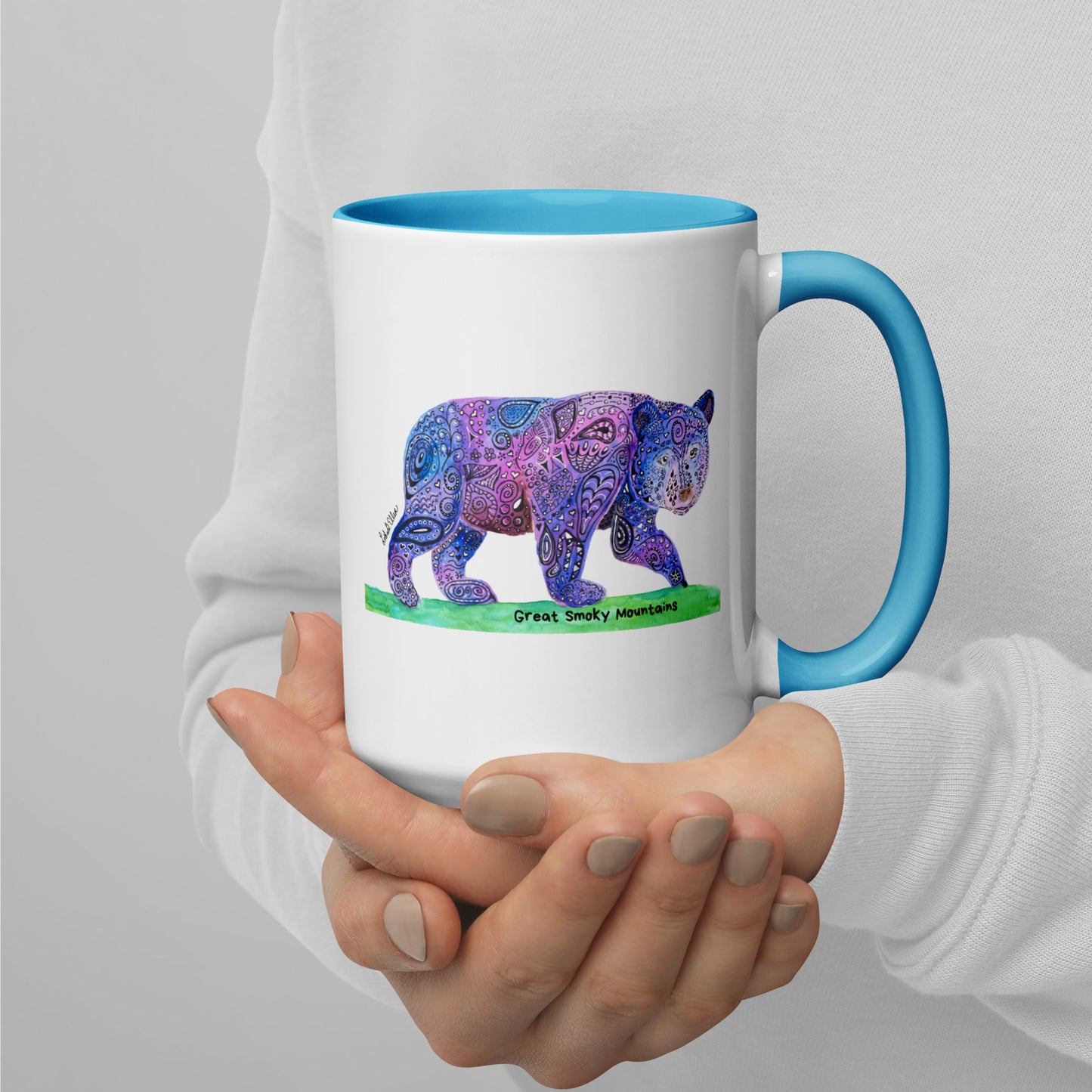 Smoky Mountain Black Bear Mug with Color Inside