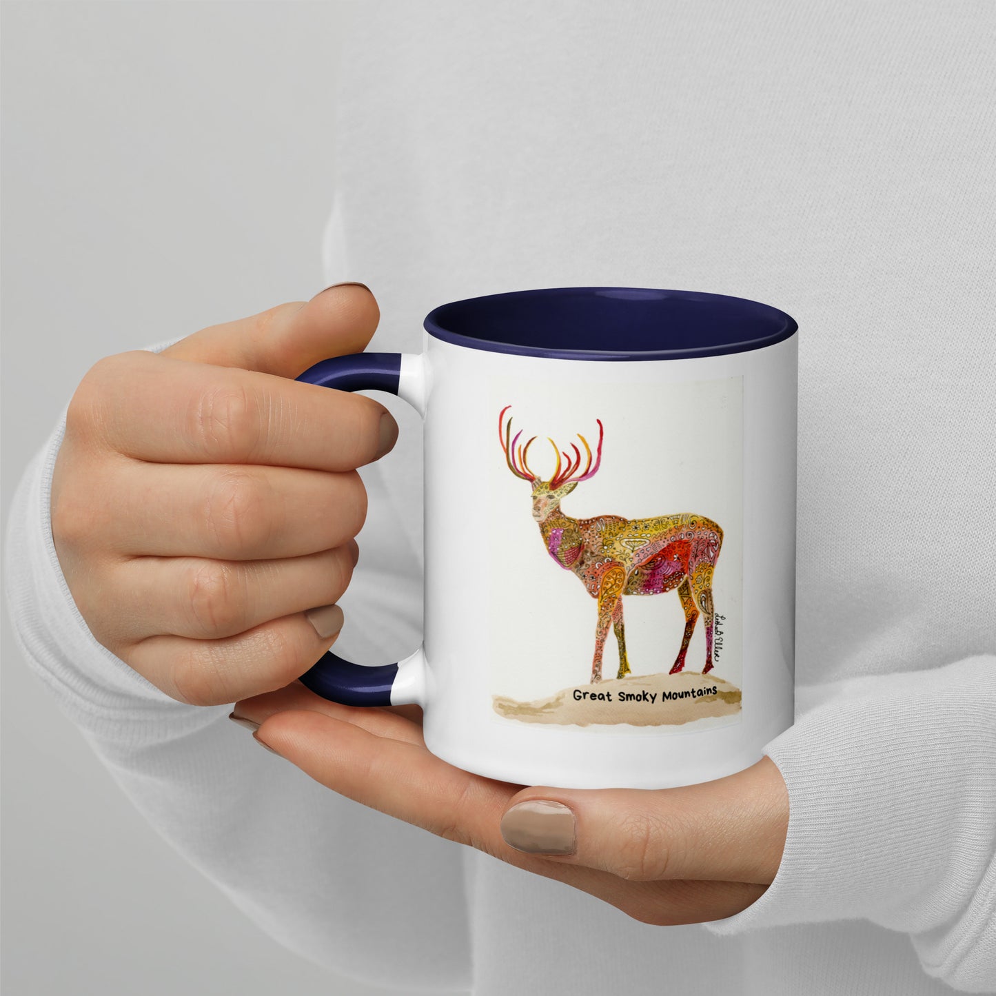 Smoky Mountain Elk Mug with Color Inside