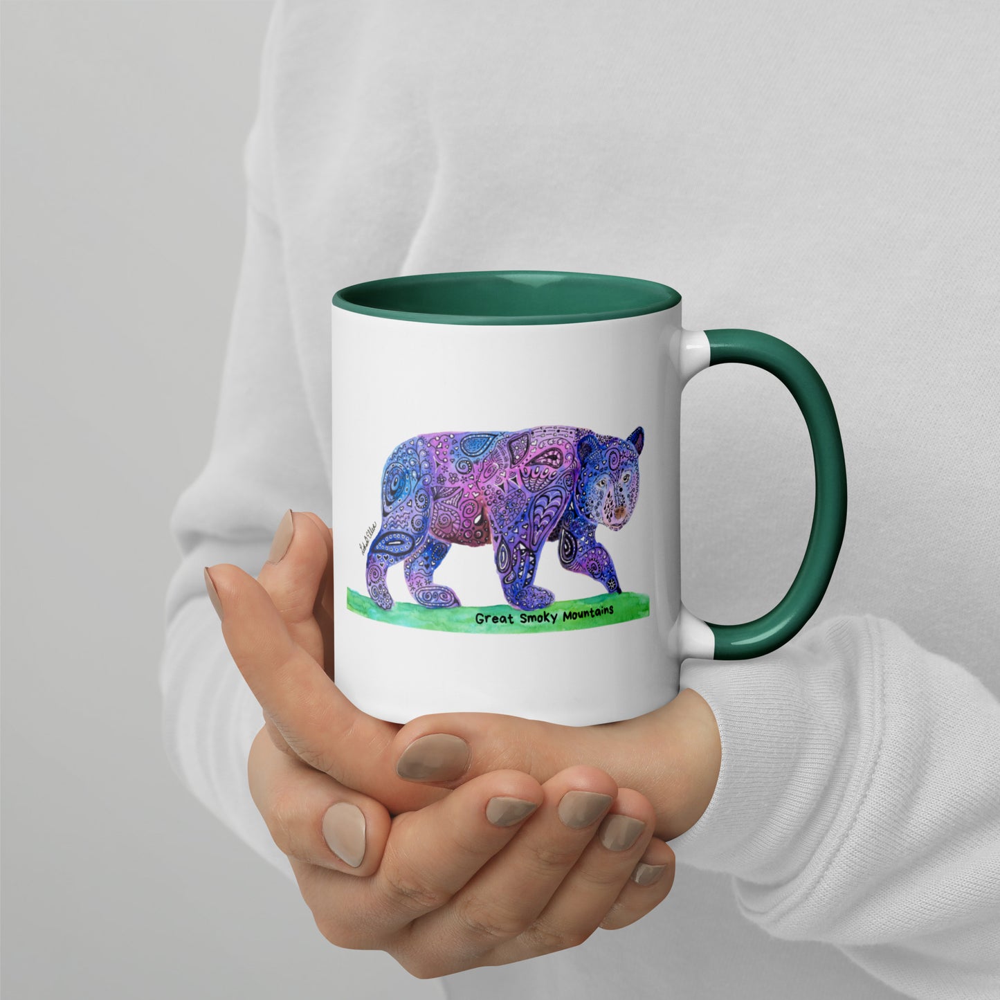 Smoky Mountain Black Bear Mug with Color Inside