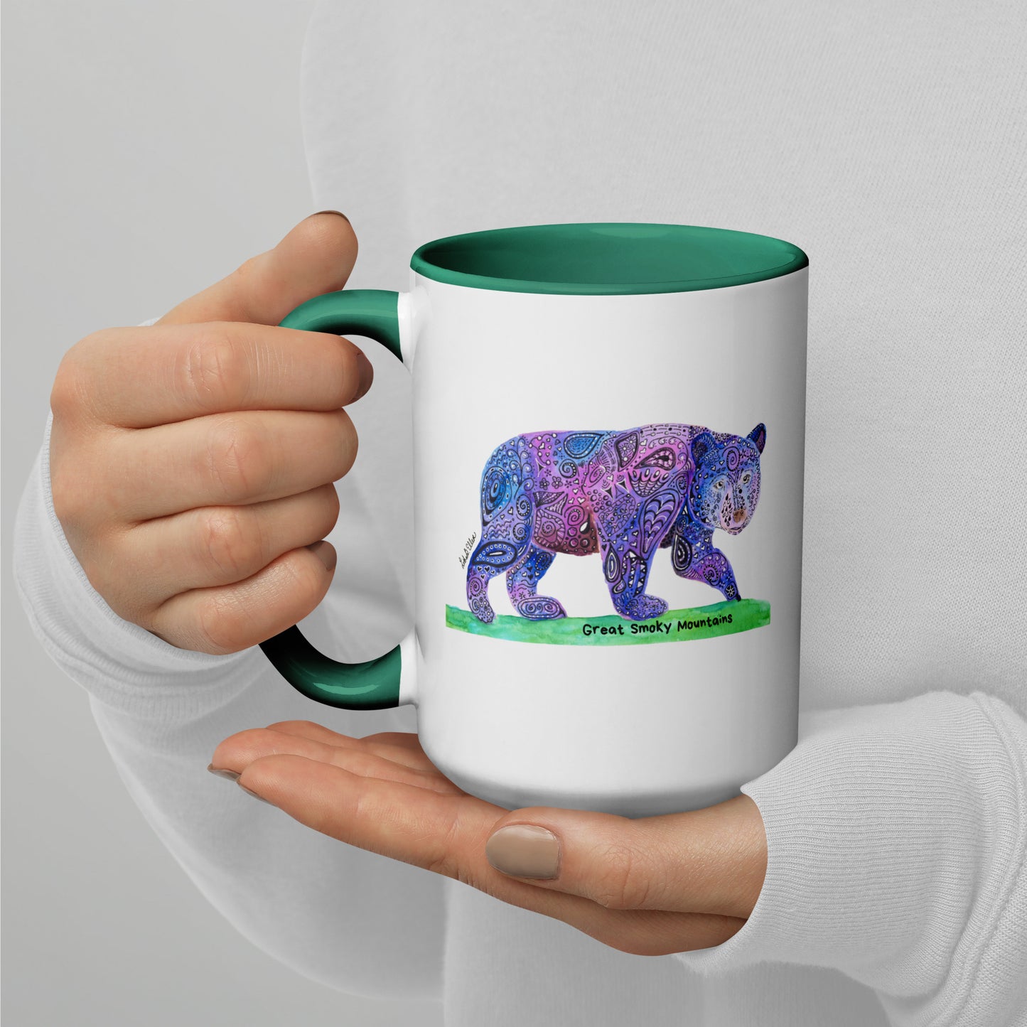 Smoky Mountain Black Bear Mug with Color Inside