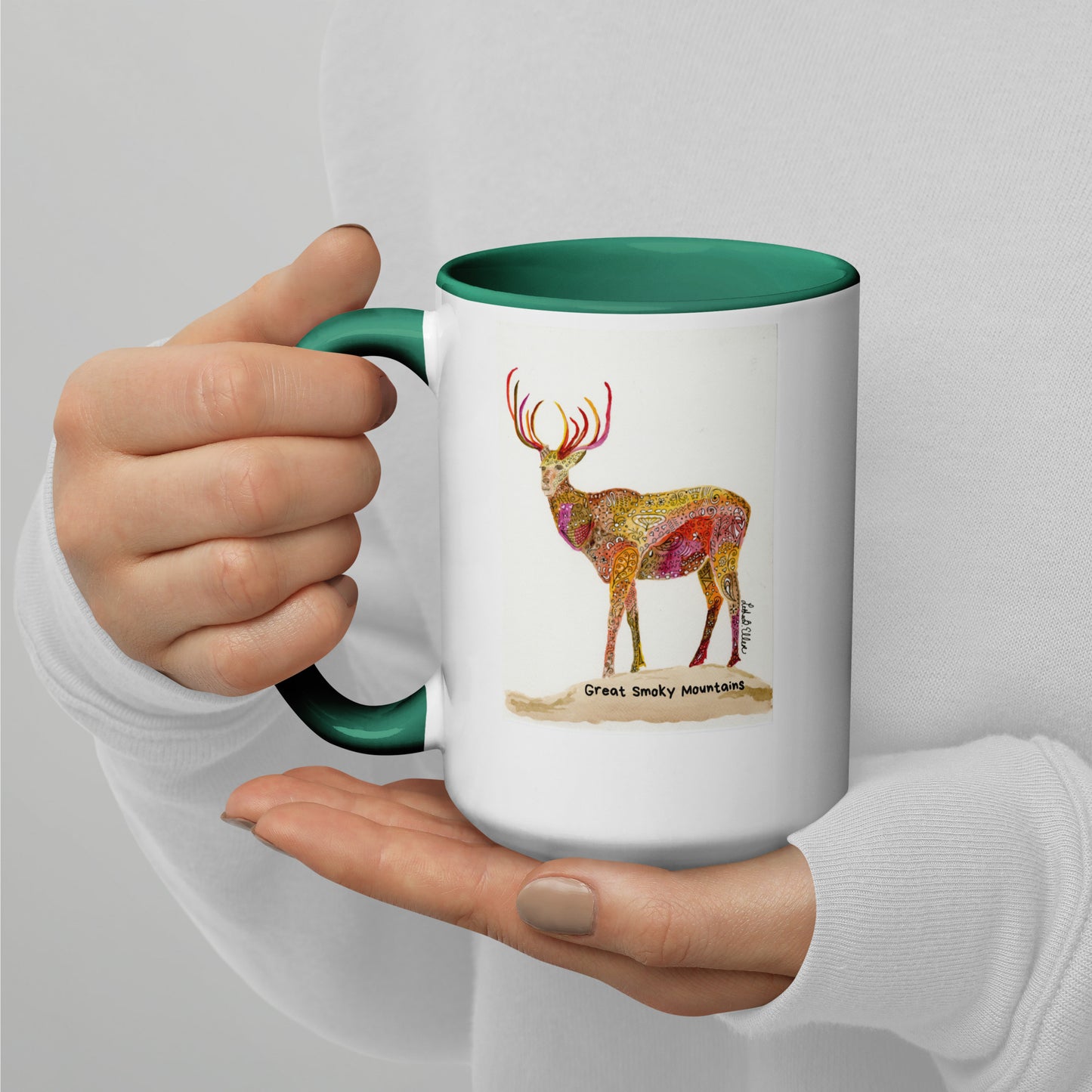 Smoky Mountain Elk Mug with Color Inside