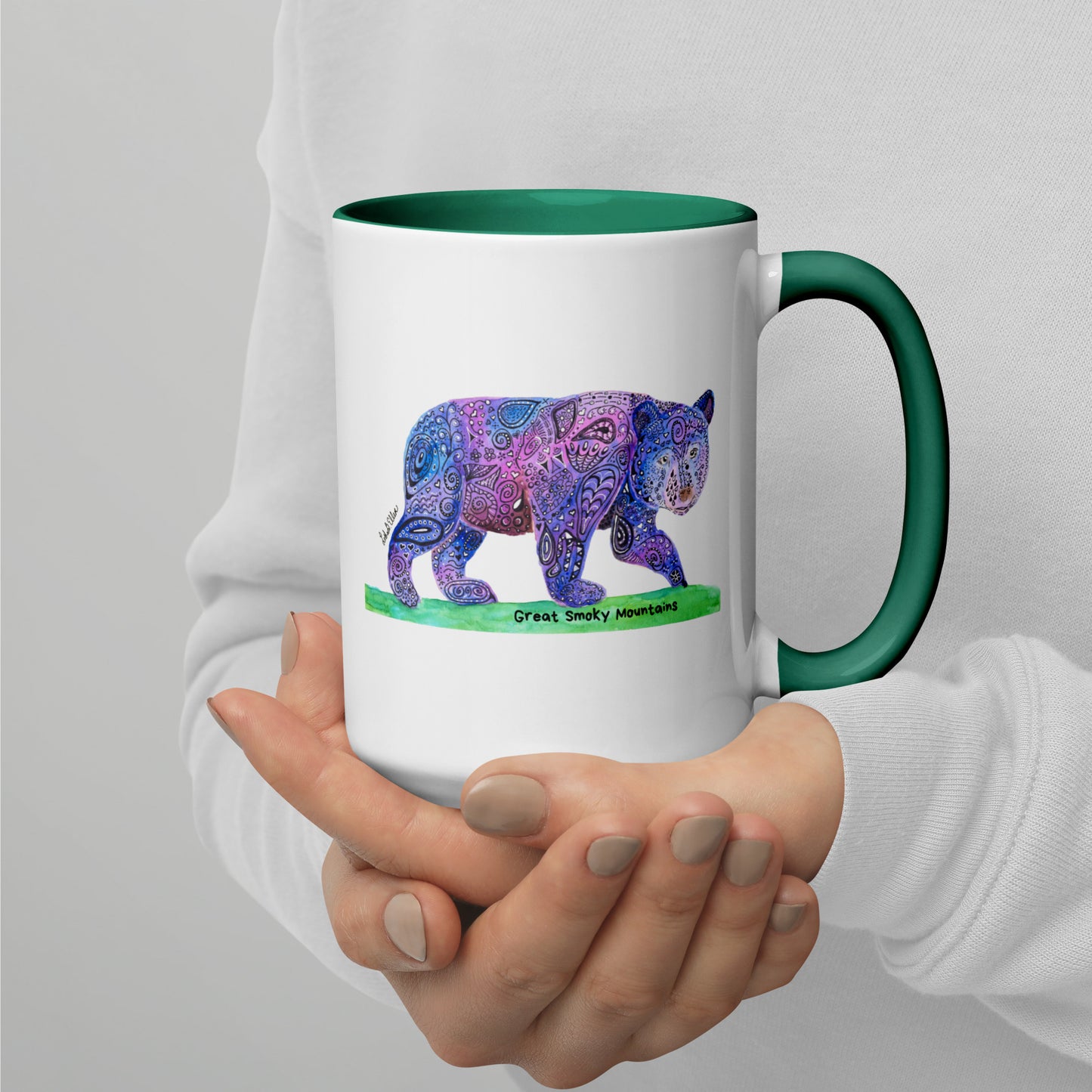 Smoky Mountain Black Bear Mug with Color Inside