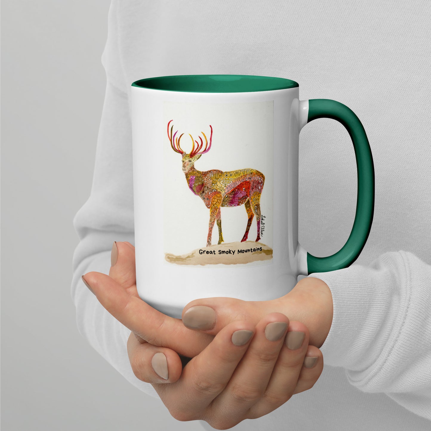 Smoky Mountain Elk Mug with Color Inside