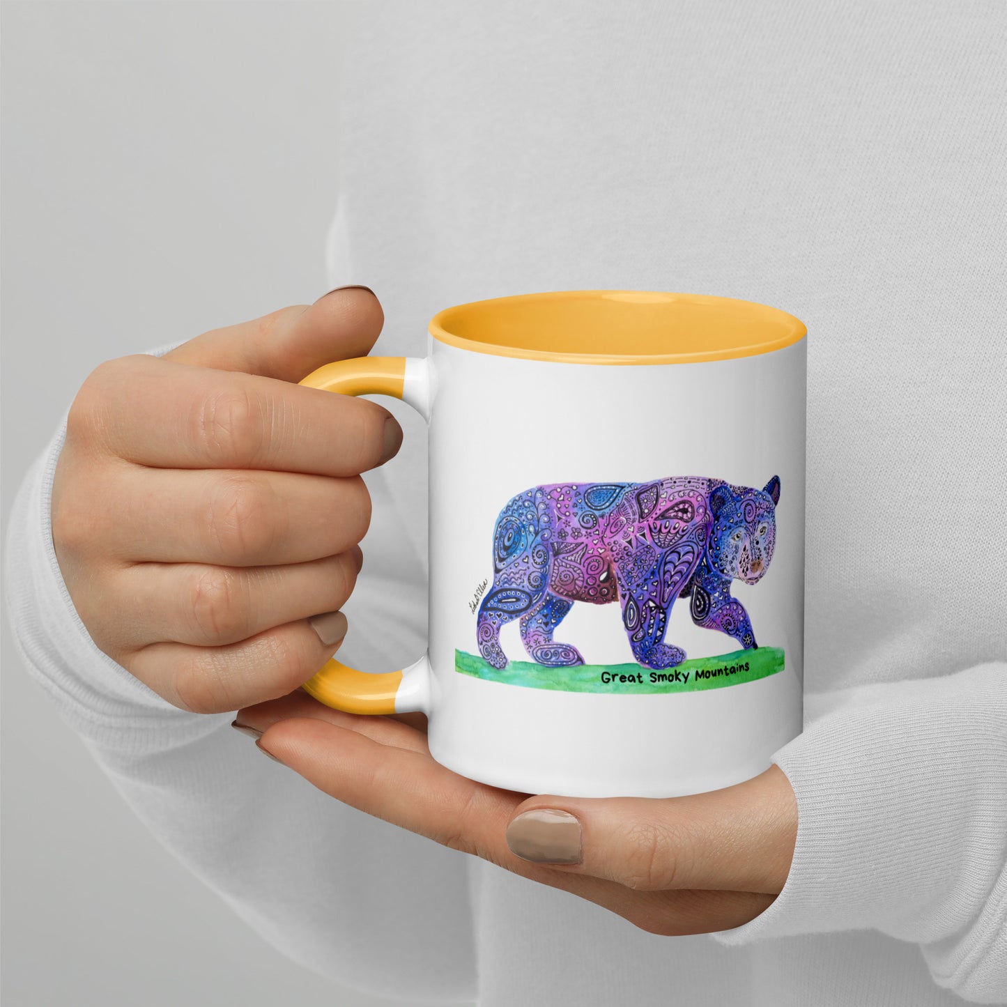 Smoky Mountain Black Bear Mug with Color Inside