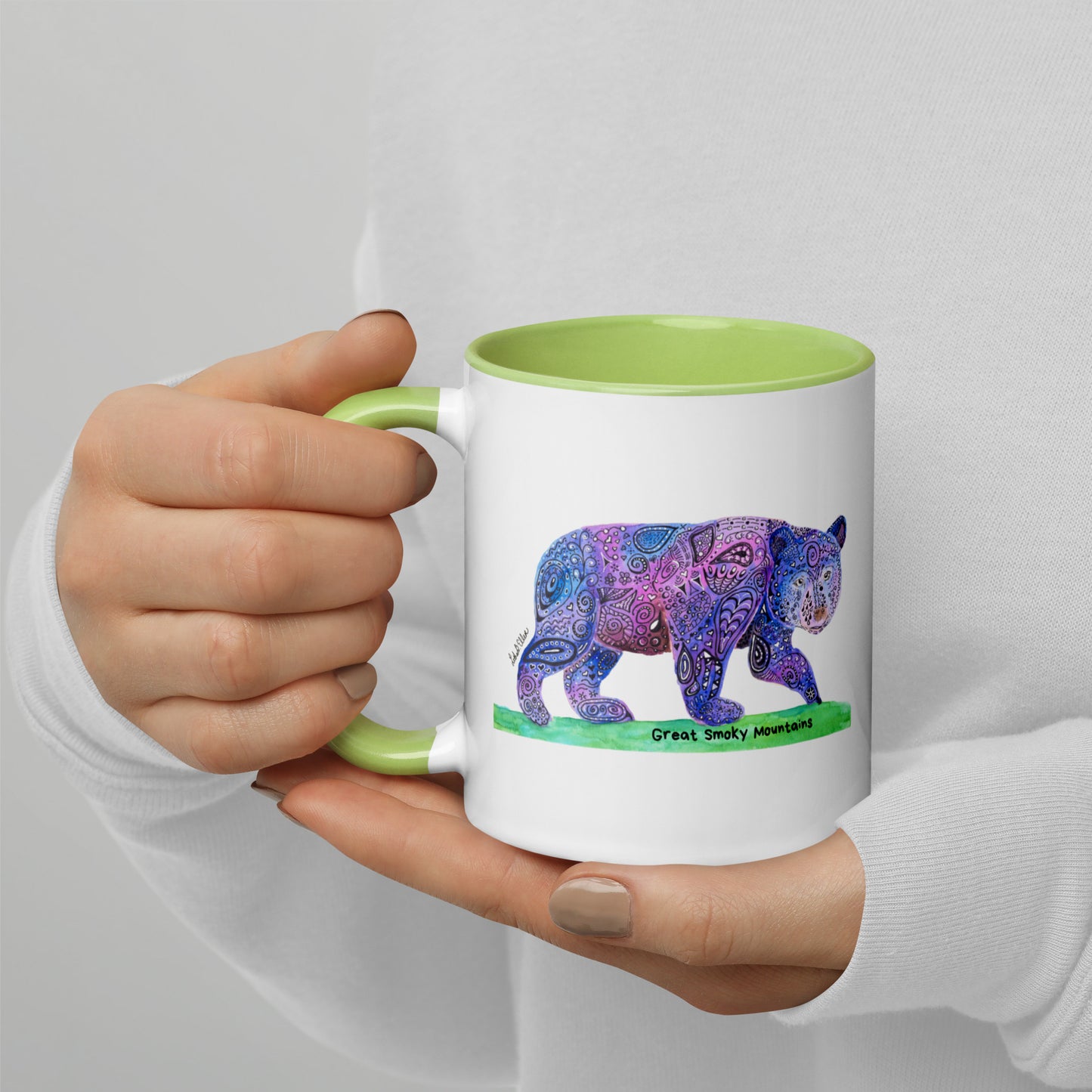 Smoky Mountain Black Bear Mug with Color Inside