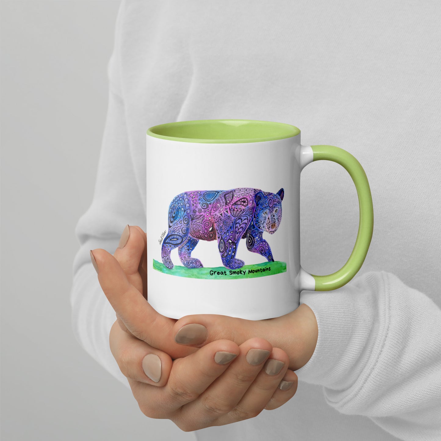 Smoky Mountain Black Bear Mug with Color Inside