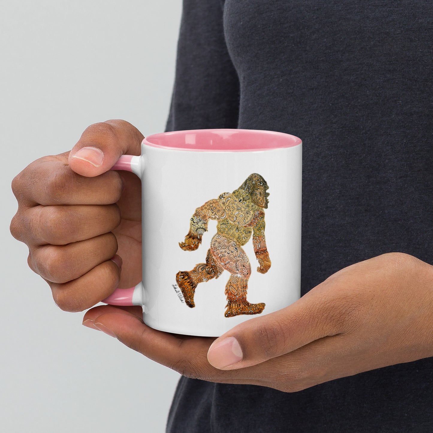 Bigfoot Unique Artwork Mug - Ceramic Sasquatch Coffee Cup - Ideal for Cryptozoology Fans - Legendary Gift for Him; Hand Painted Design Active