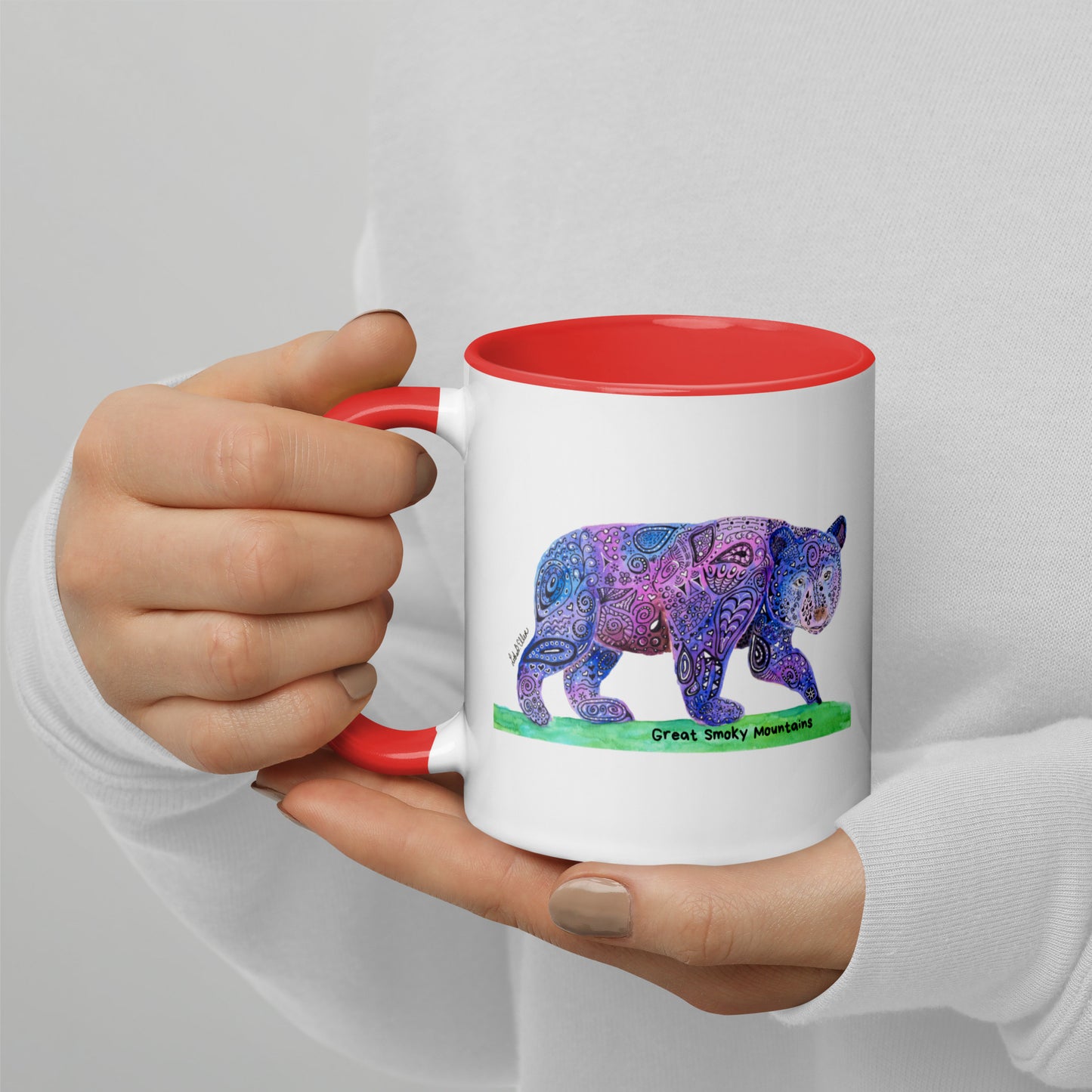 Smoky Mountain Black Bear Mug with Color Inside