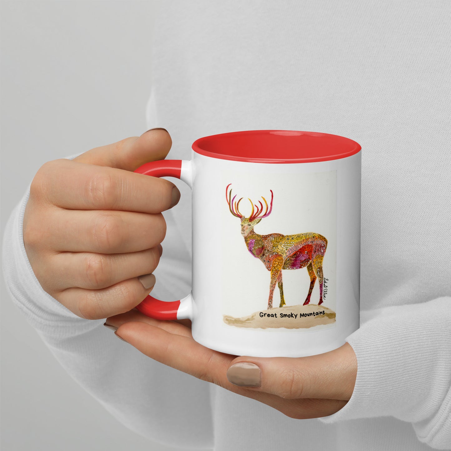 Smoky Mountain Elk Mug with Color Inside