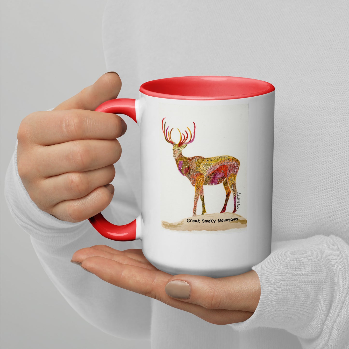 Smoky Mountain Elk Mug with Color Inside