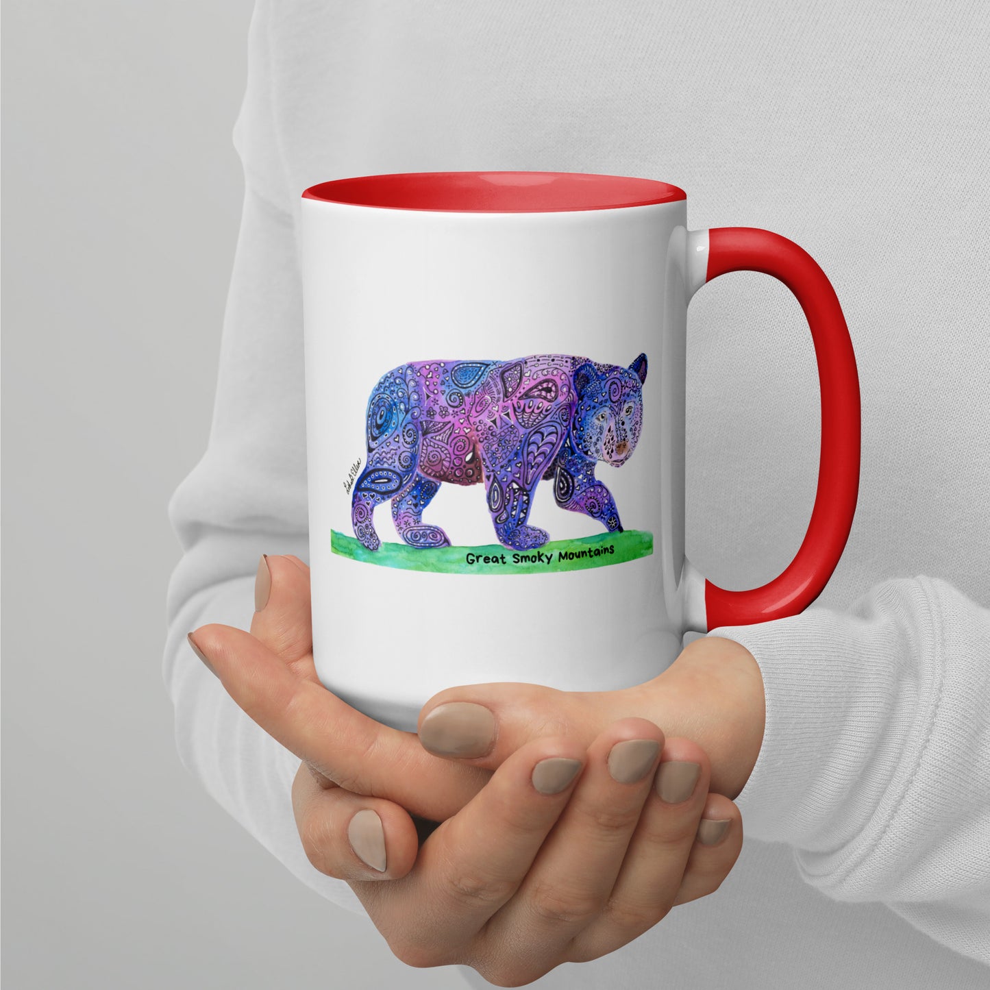 Smoky Mountain Black Bear Mug with Color Inside