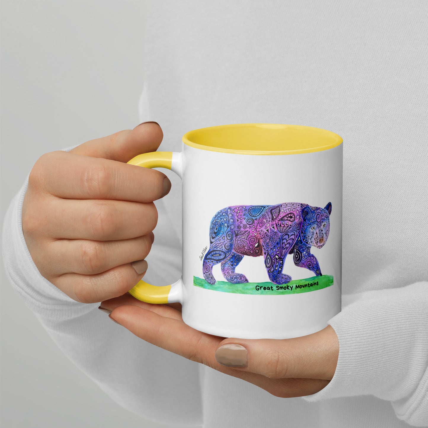 Smoky Mountain Black Bear Mug with Color Inside