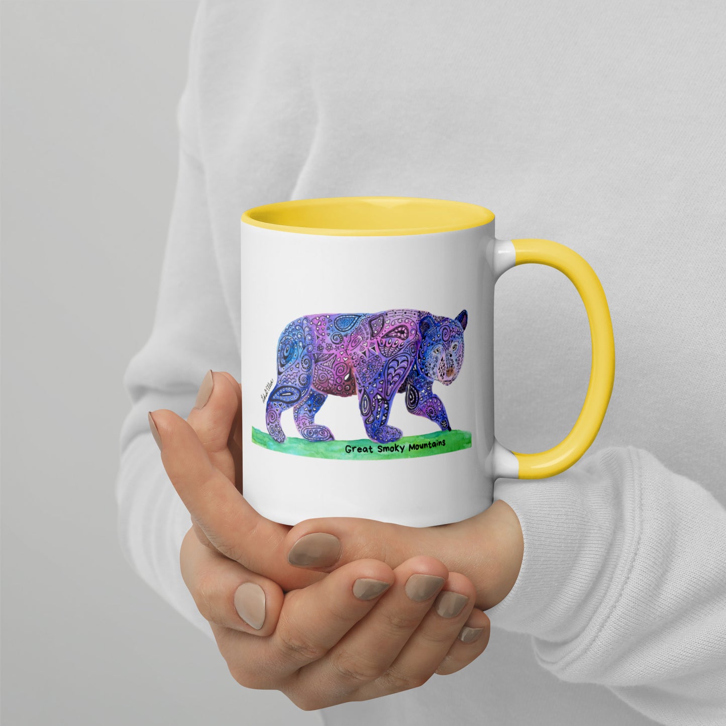 Smoky Mountain Black Bear Mug with Color Inside